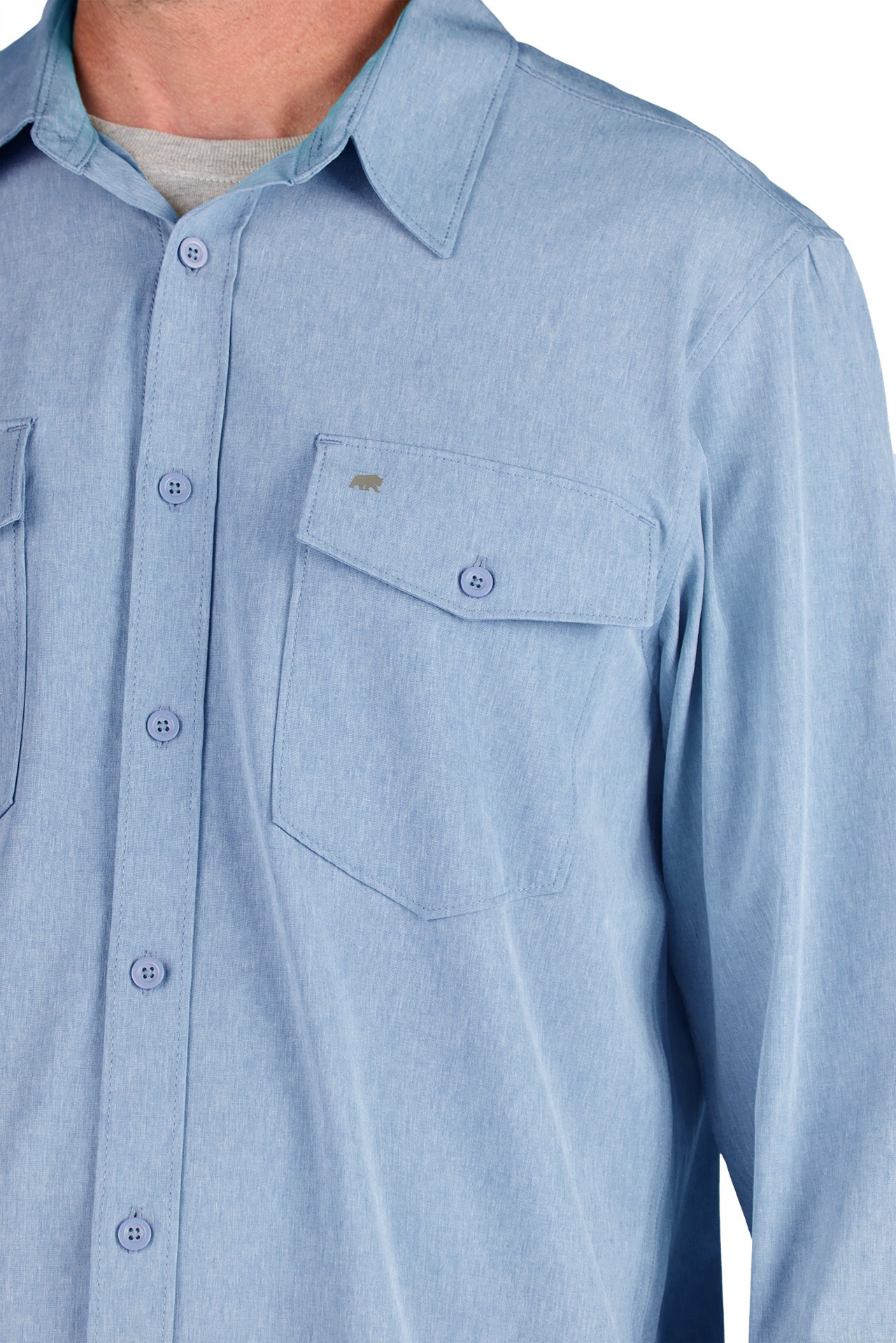 slide 4 of 4, BERNE APPAREL Men's Blue Poplin Long sleeve Solid Button-down shirt ( 2XL ), 1 ct