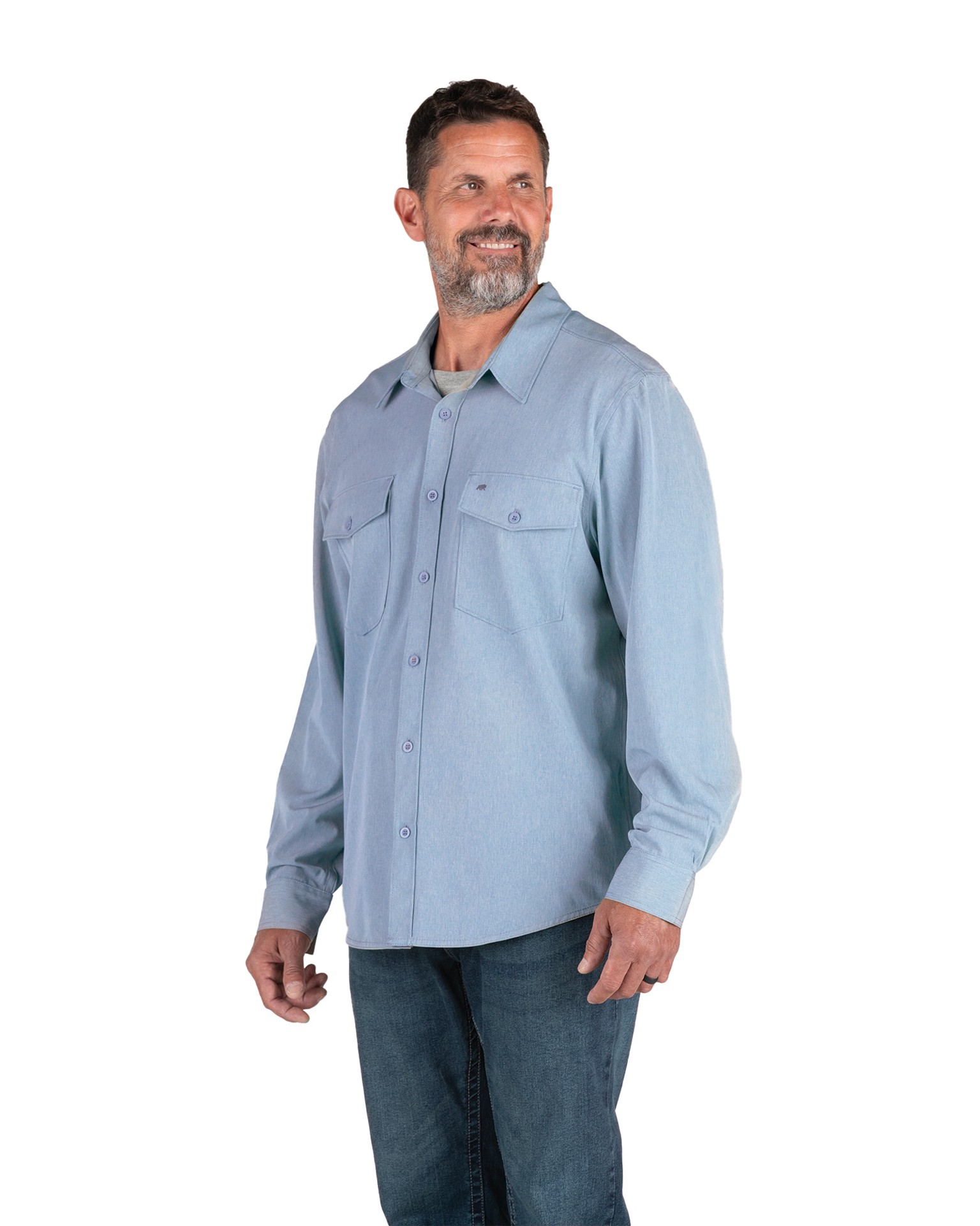 slide 1 of 4, BERNE APPAREL Men's Blue Poplin Long sleeve Solid Button-down shirt ( 2XL ), 1 ct