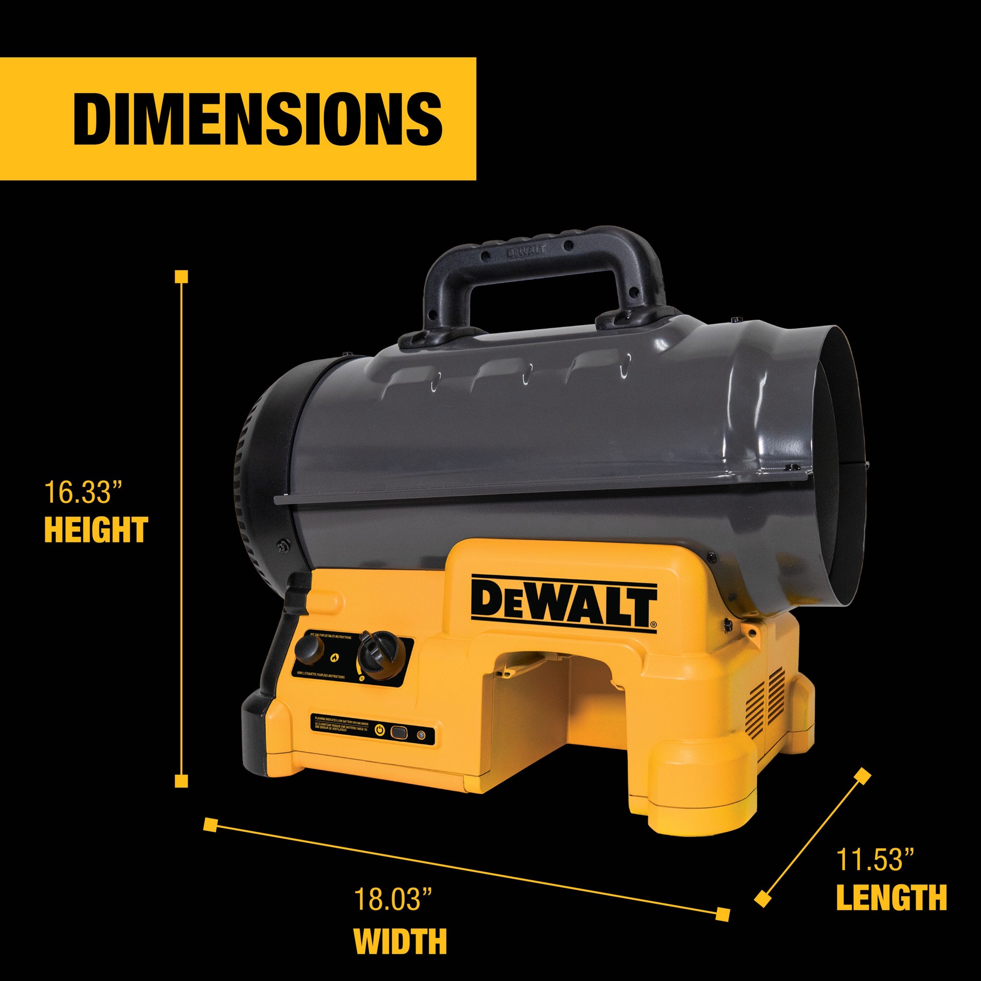 slide 4 of 6, DEWALT Forced Air Propane Heater 75000 -BTU Outdoor Portable Forced air Propane Heater, 1 ct