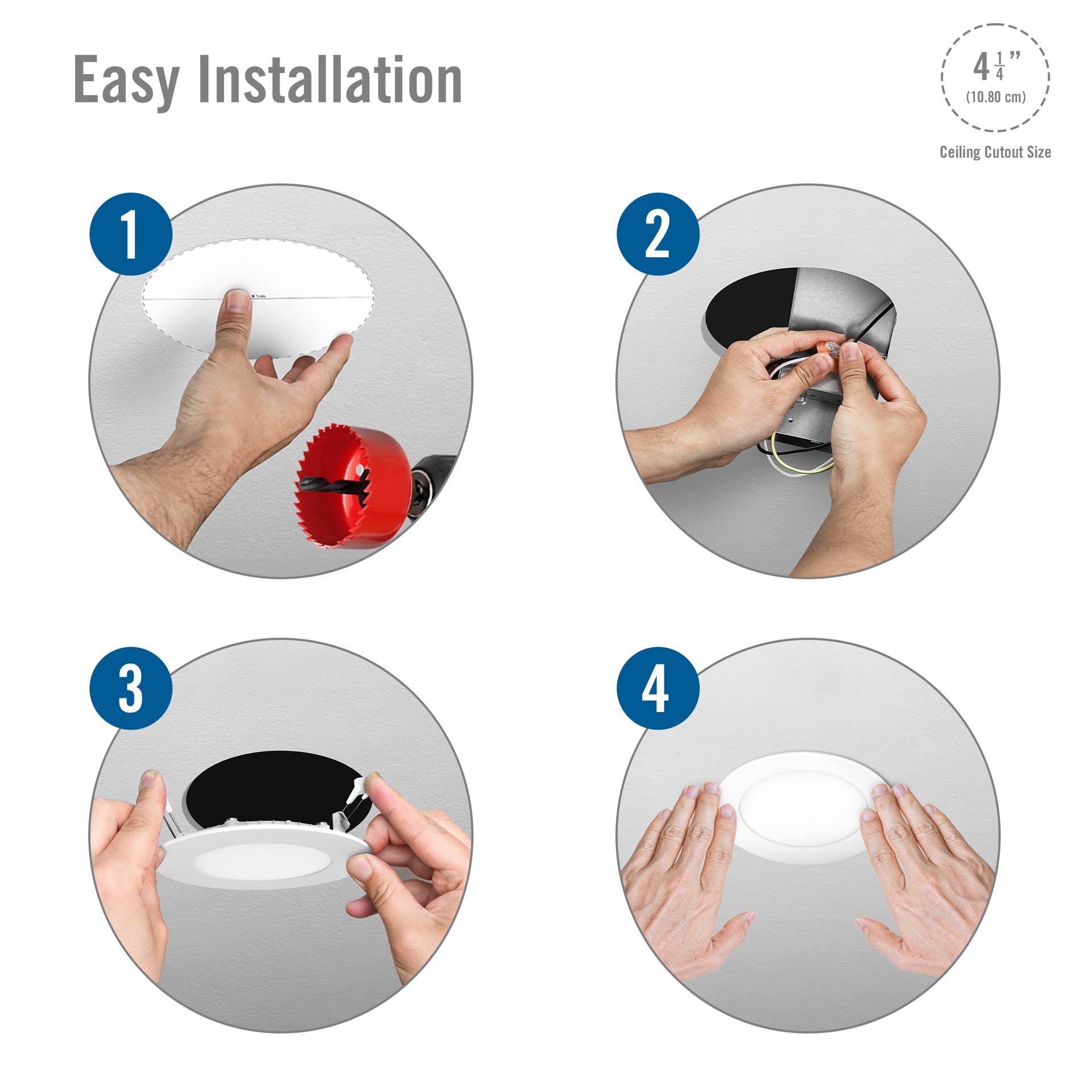 slide 6 of 6, Utilitech White/ Black 6-in 850 -Lumens Switchable white Round Dimmable LED Canless Wet rated Recessed Downlight, 1 ct