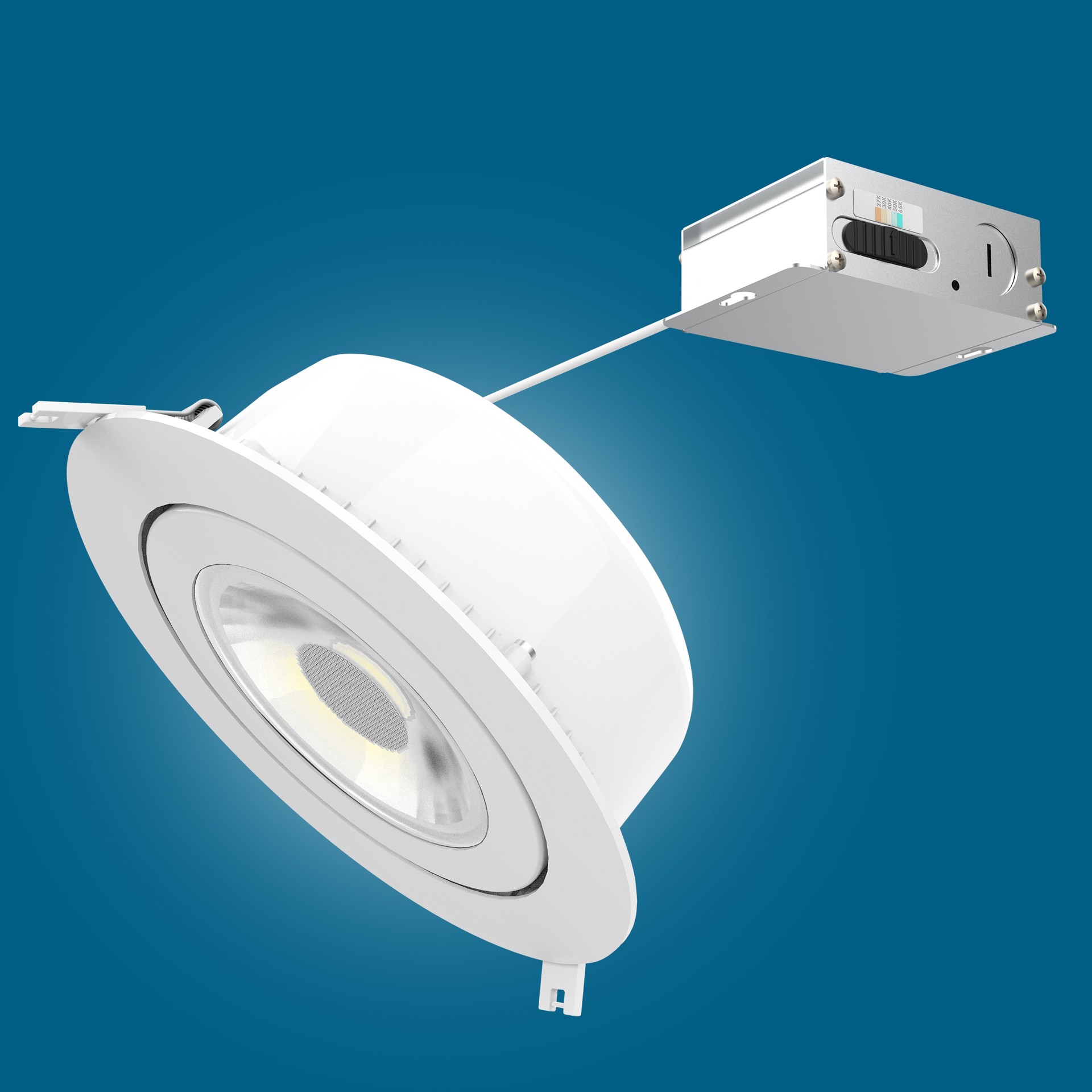slide 3 of 5, Utilitech White 4-in 700 -Lumens Switchable white Round Dimmable LED Canless Wet rated Recessed Downlight, 1 ct