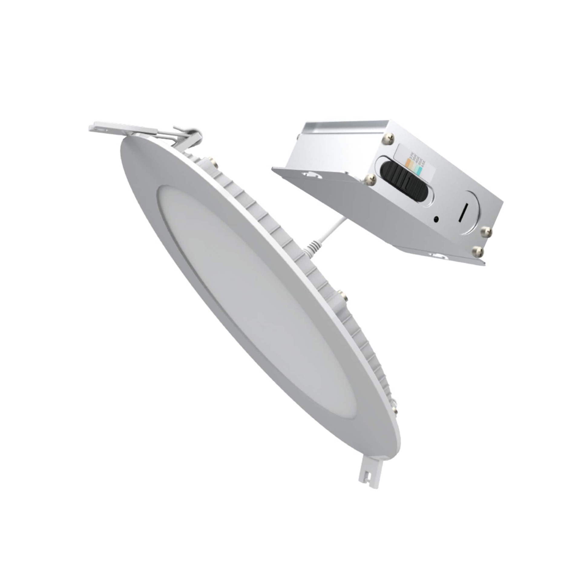 slide 2 of 6, Utilitech White 6-in 850 -Lumens Switchable white Round Dimmable LED Canless Wet rated Recessed Downlight, 1 ct