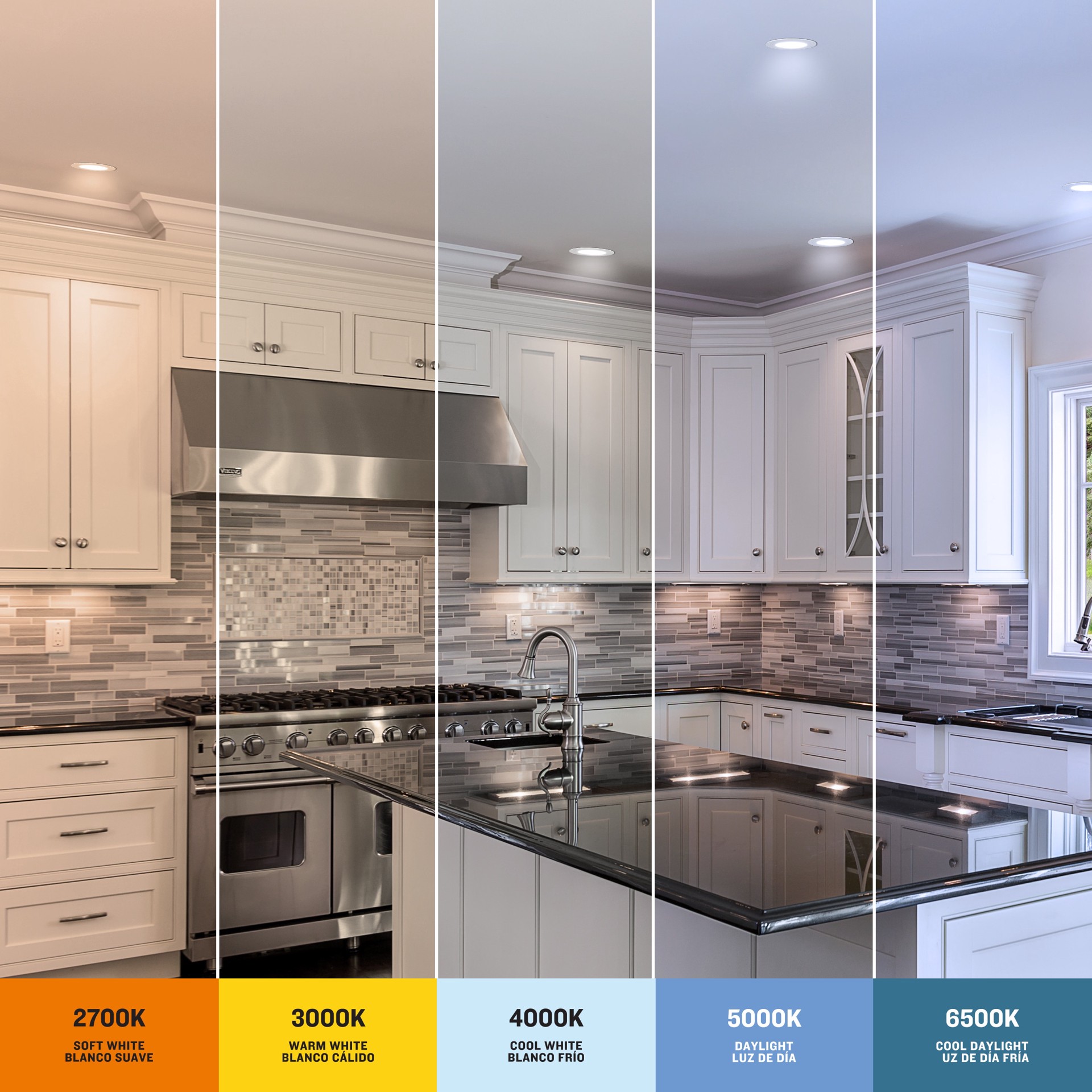 slide 4 of 6, Utilitech White 6-in 850 -Lumens Switchable white Round Dimmable LED Canless Wet rated Recessed Downlight, 1 ct