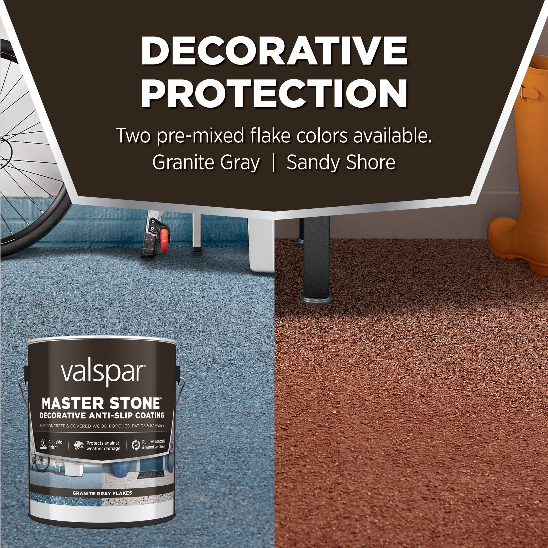slide 2 of 6, Valspar Master Stone 1-part Base 4, Sandy Shore Flakes Acrylic Concrete and Garage Floor Paint ( 1-gallon ), 1 ct