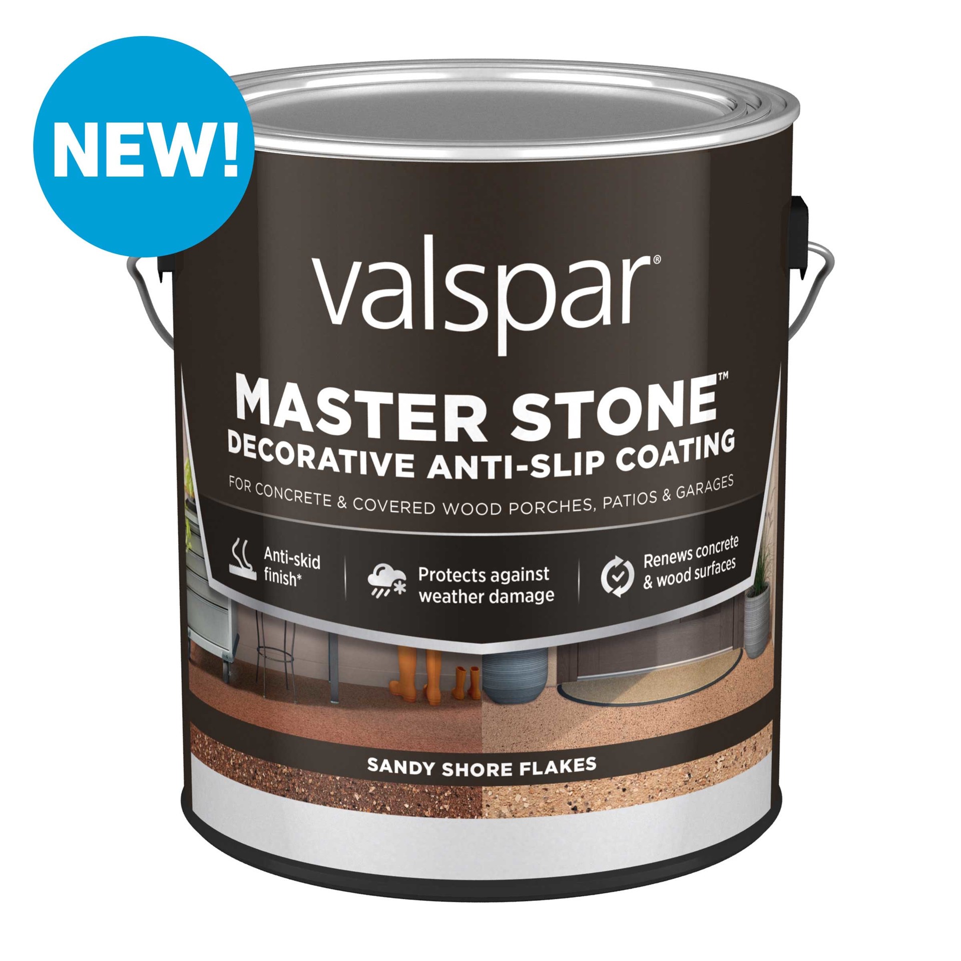 slide 1 of 6, Valspar Master Stone 1-part Base 4, Sandy Shore Flakes Acrylic Concrete and Garage Floor Paint ( 1-gallon ), 1 ct