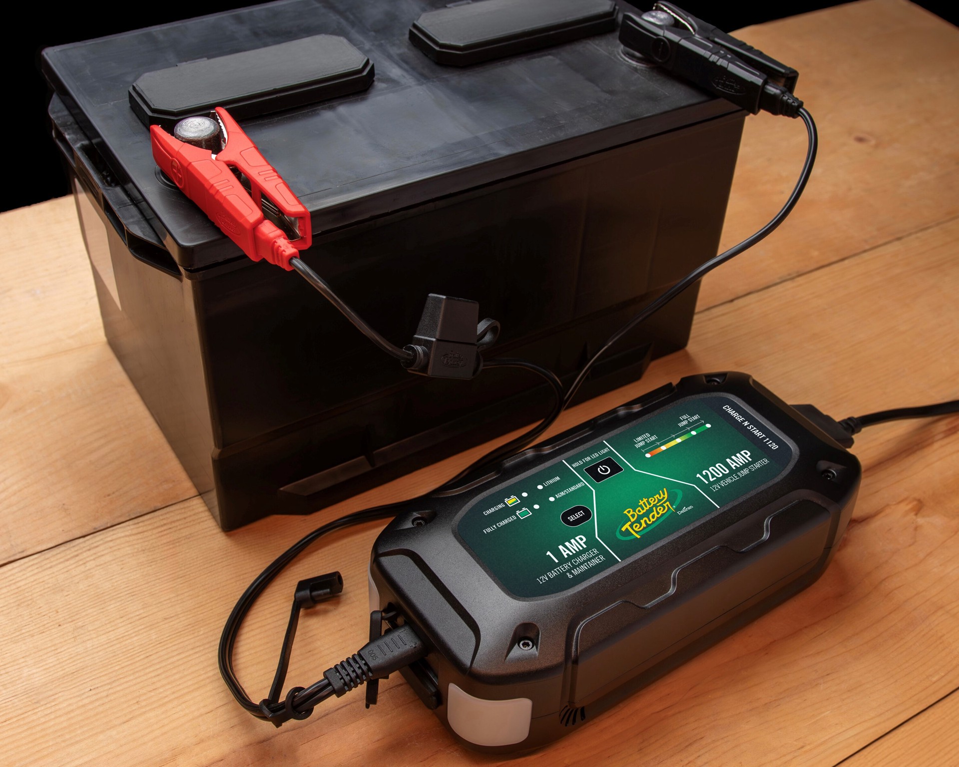 slide 3 of 5, Battery Tender Charge N Start 1200 -Amp 12 -Volt Portable Car Battery Jump Starter Analog, 1 ct