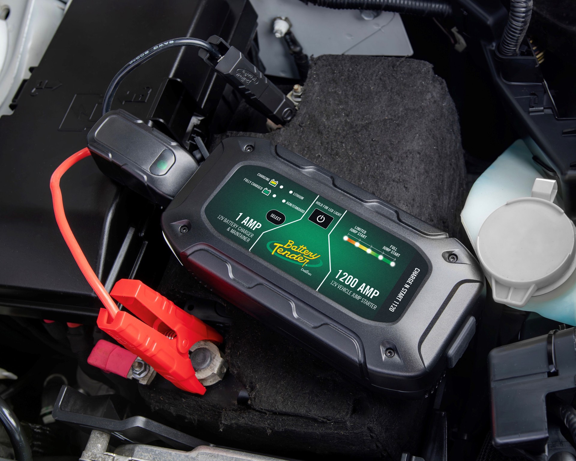 slide 4 of 5, Battery Tender Charge N Start 1200 -Amp 12 -Volt Portable Car Battery Jump Starter Analog, 1 ct