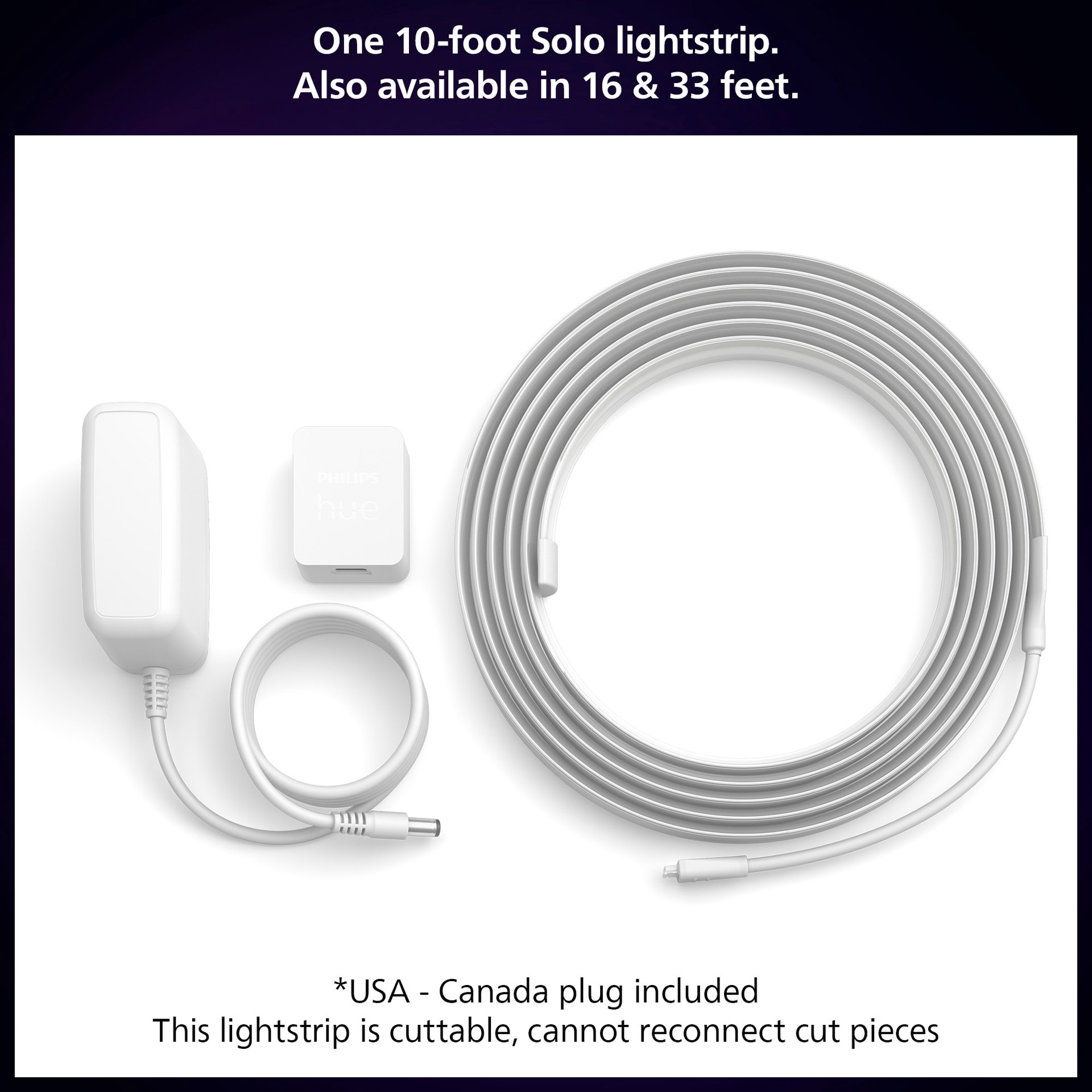 slide 2 of 6, Philips Hue Indoor 10-ft Integrated LED Multicolor Strip Light, 1 ct