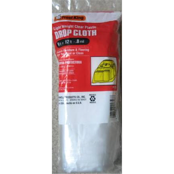 slide 1 of 1, Frost King Clear Poly Drop Cloth, 9 ft x 12 ft