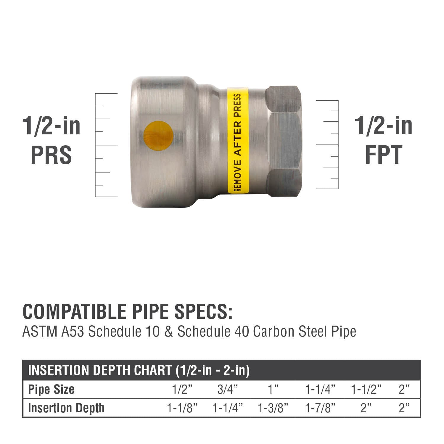 slide 3 of 6, Streamline Streamline 1/2-in PRS x MPT Carbon Steel Press Female Adapter, 1 ct