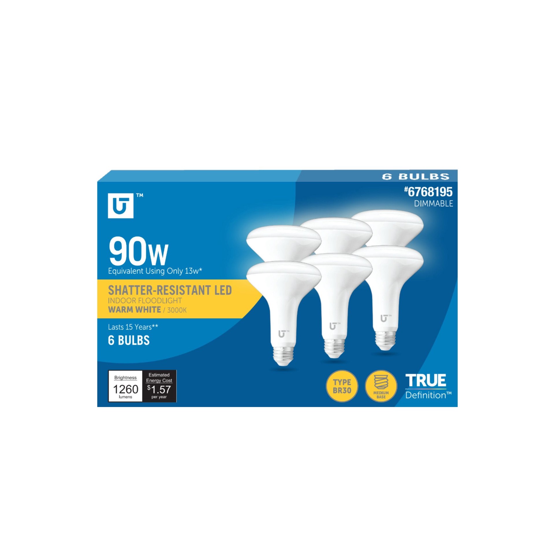 slide 1 of 6, Utilitech 65 -Watt EQ Medium base (E-26) LED Spot Flood Light Bulb, 1 ct