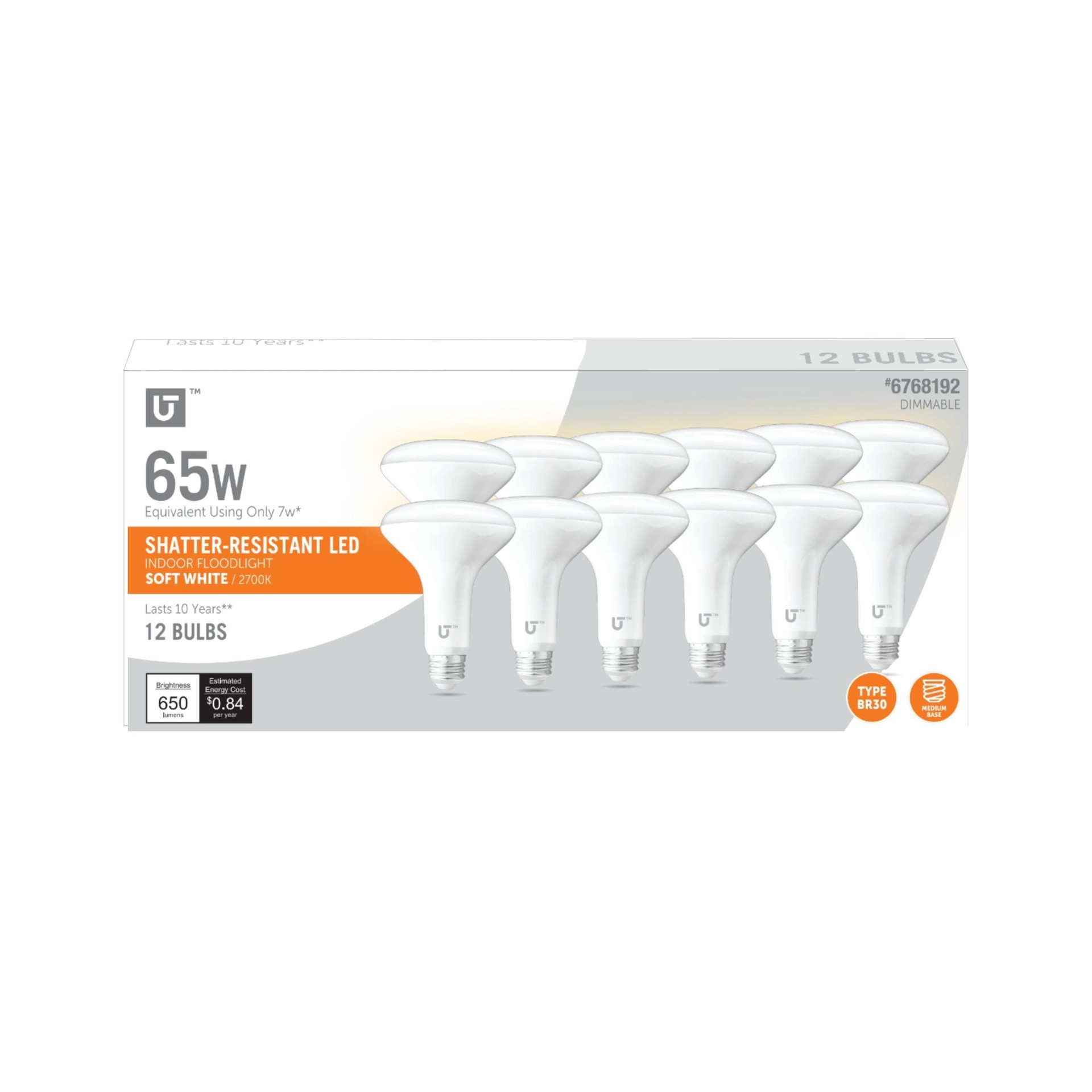 slide 1 of 6, Utilitech 65 -Watt EQ Medium base (E-26) LED Spot Flood Light Bulb, 1 ct