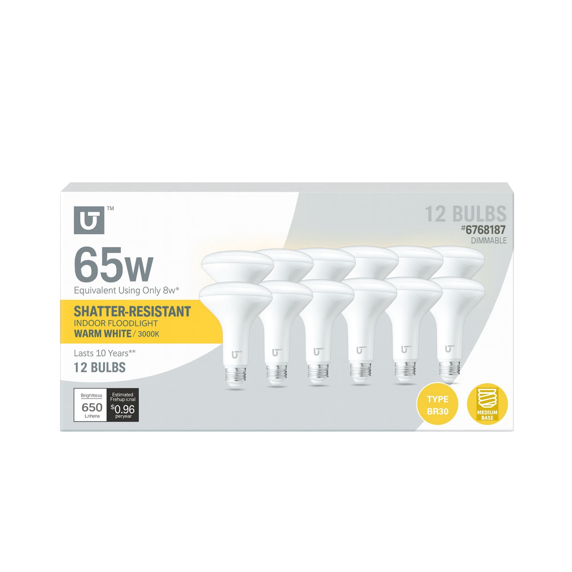 slide 1 of 6, Utilitech 65 -Watt EQ Medium base (E-26) LED Spot Flood Light Bulb, 1 ct