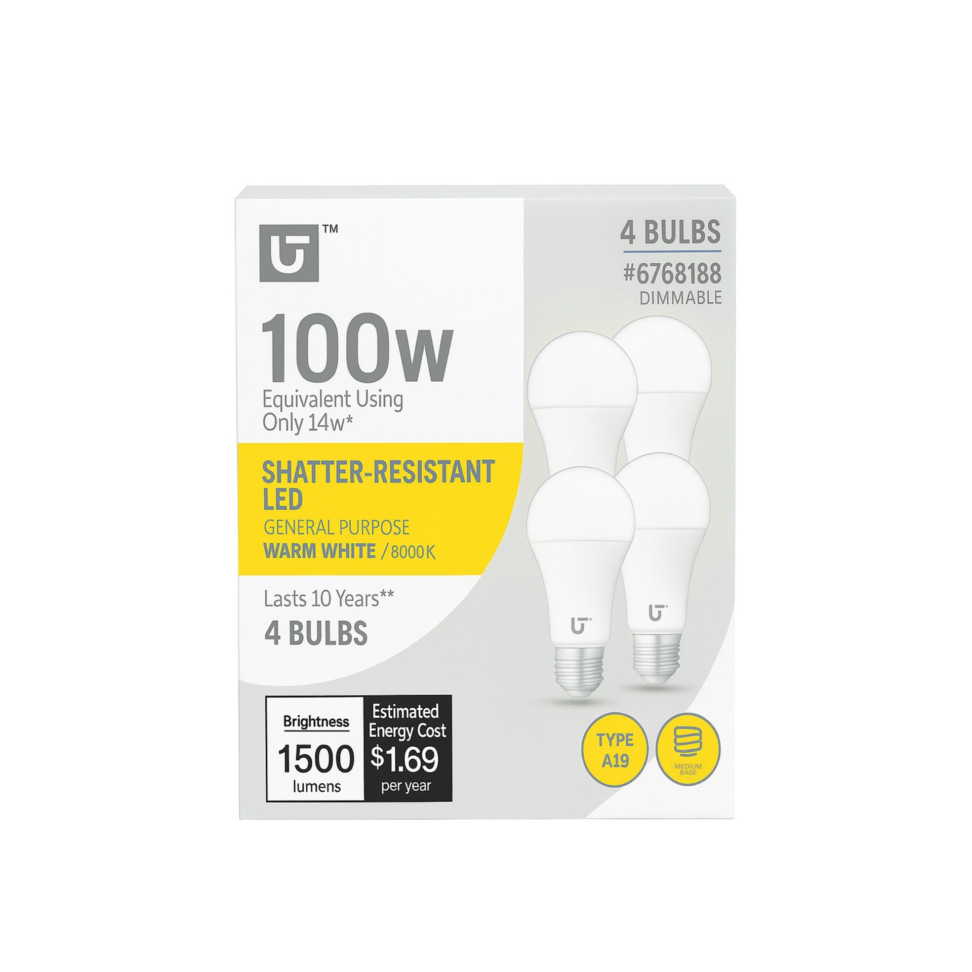 Utilitech Led Bulb Utilitech 100 -Watt EQ A19 Bright white Medium screw base E26 Dimmable ...