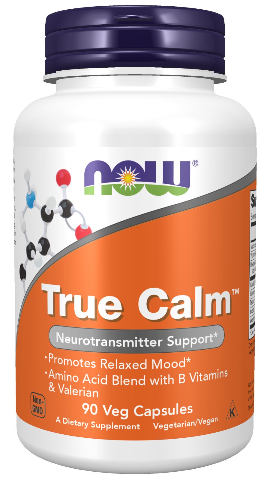 slide 1 of 4, NOW True Calm™ - 90 Veg Capsules, 90 cups