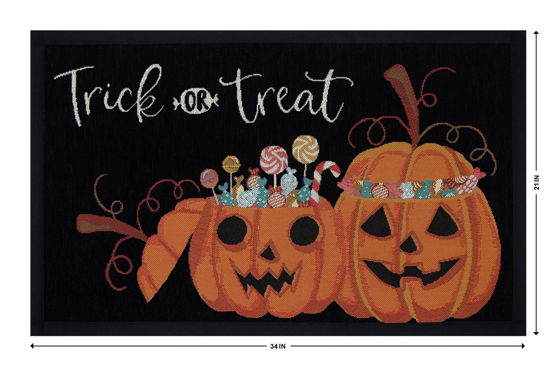slide 2 of 6, Haunted Living 21-in x 34-in Trick or Treat Non-Slip Grip Indoor Fall Door Mat, 1 ct