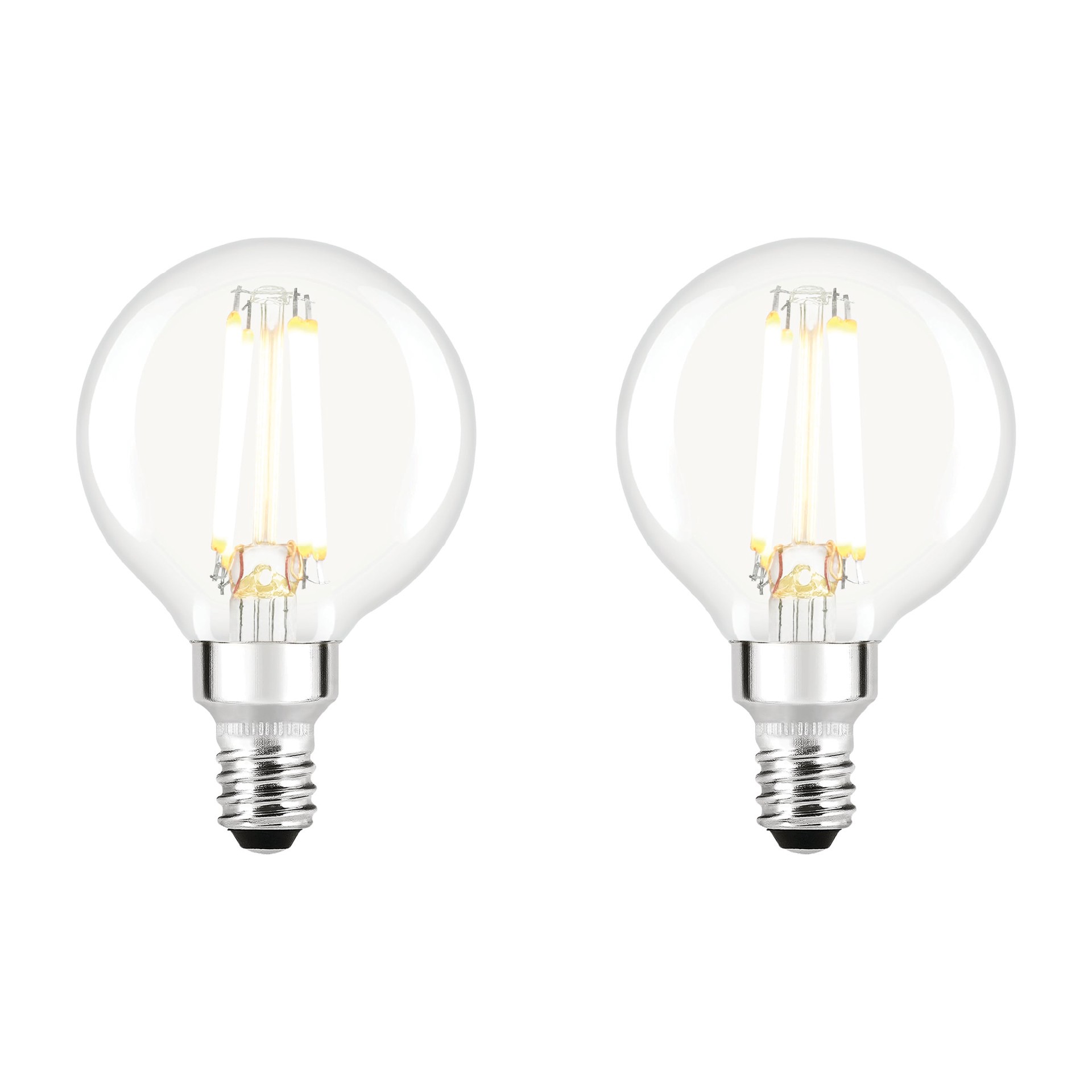 slide 4 of 6, Utilitech 60 -Watt EQ G16.5 Soft white Candelabra base (E-12) Dimmable LED General purpose Light Bulb 2 -Pack, 1 ct