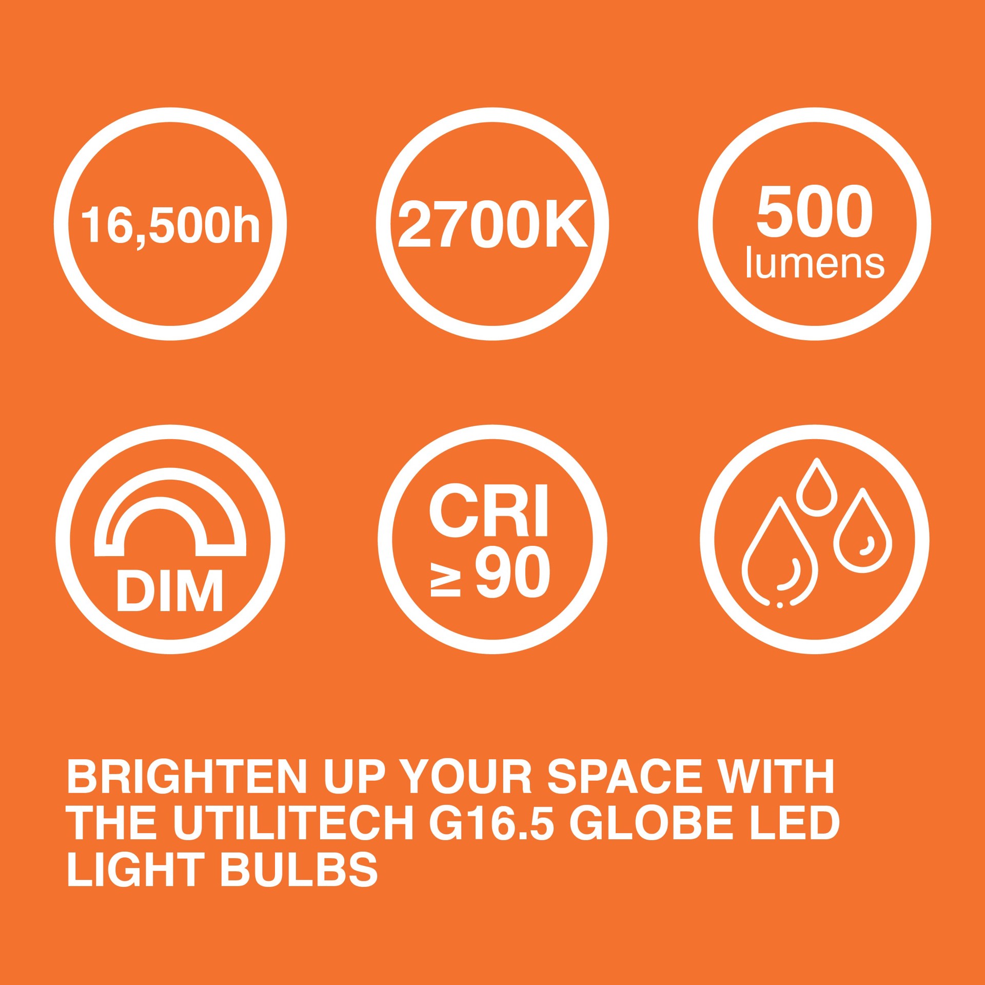 slide 6 of 6, Utilitech 60 -Watt EQ G16.5 Soft white Candelabra base (E-12) Dimmable LED General purpose Light Bulb 2 -Pack, 1 ct
