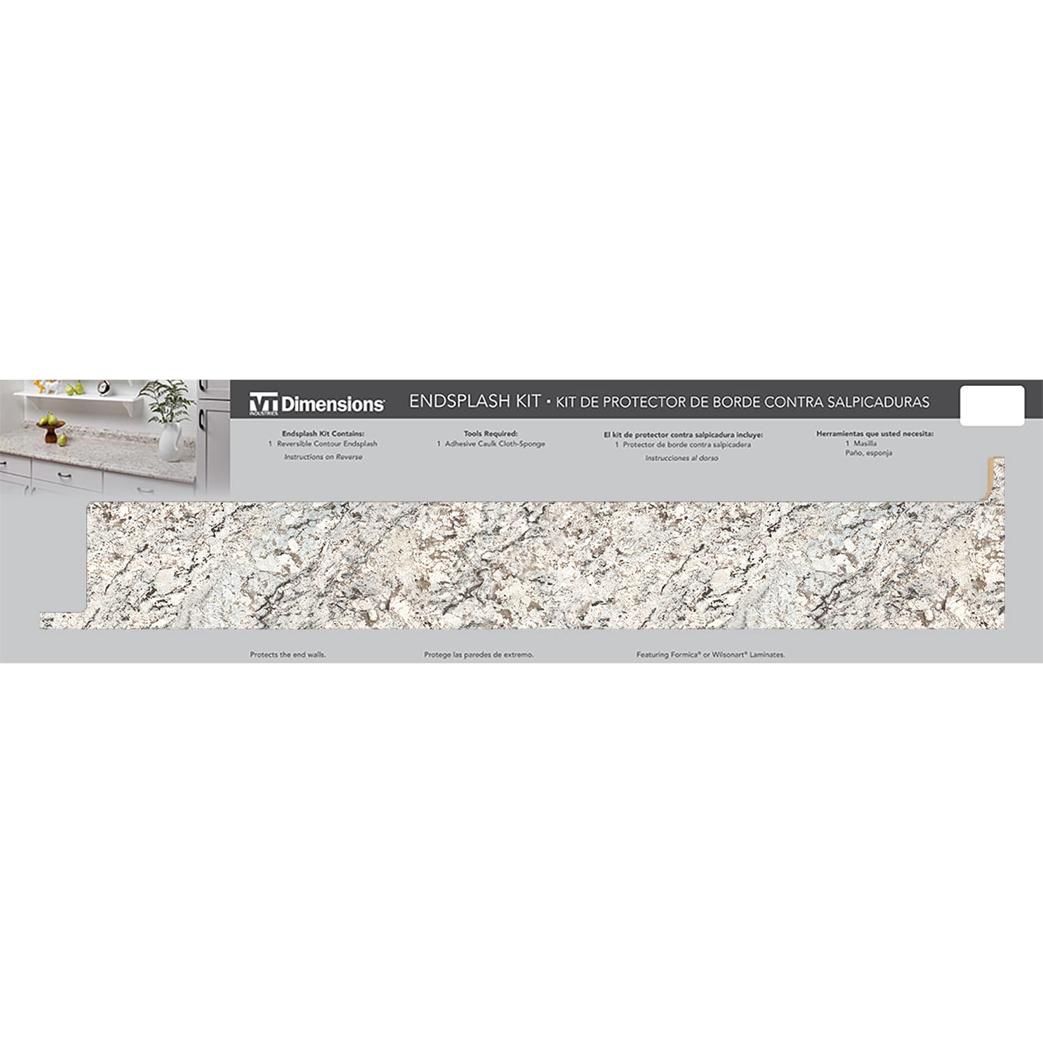 slide 1 of 6, VT Dimensions 28-in W x 0.9-in H x 7.9-in D Avorio Granite - Antique Square Edge Laminate Kitchen countertop end splash, 1 ct