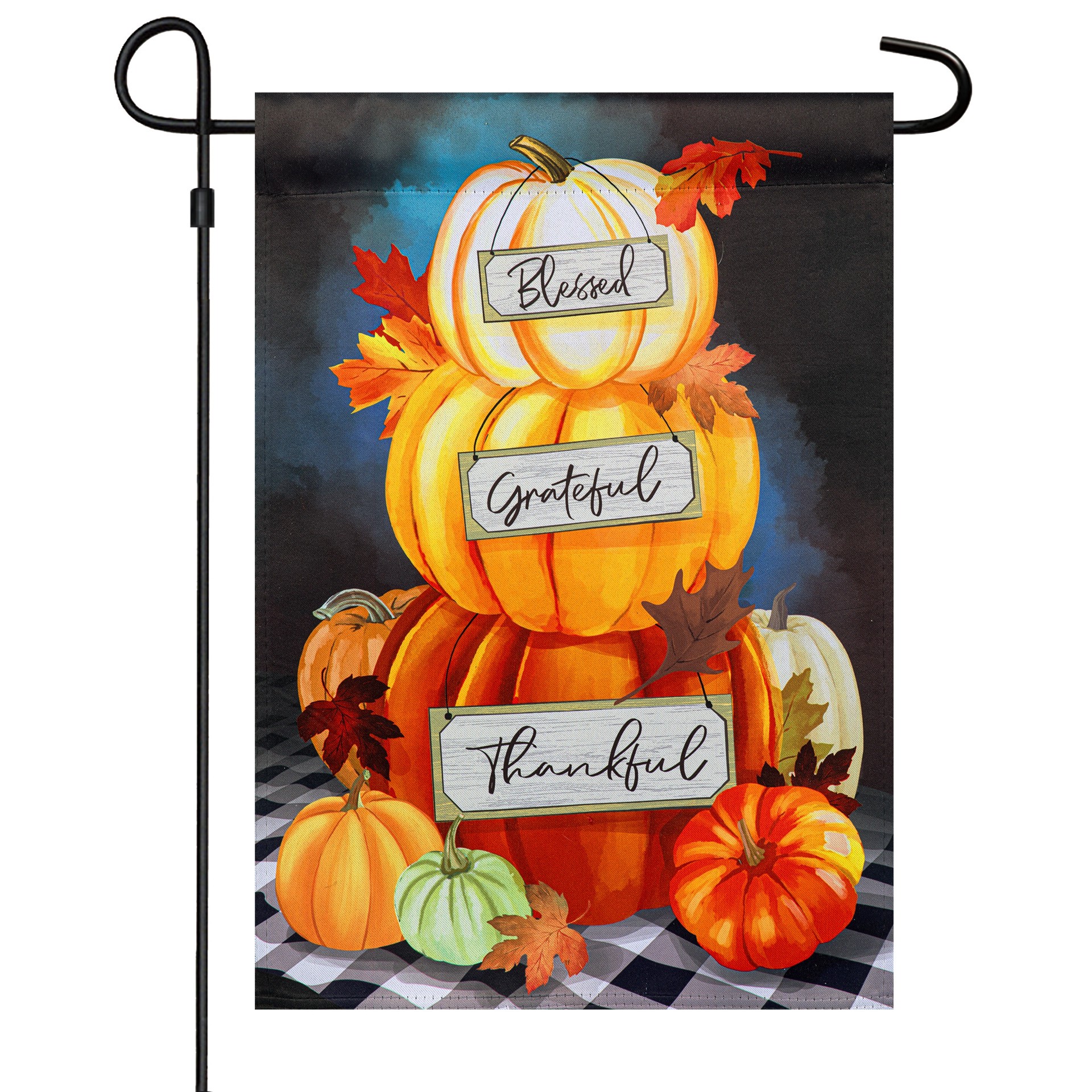 slide 3 of 6, Style Selections 1.04-ft W x 1.5-ft H Fall Embroidered Garden flag, 1 ct