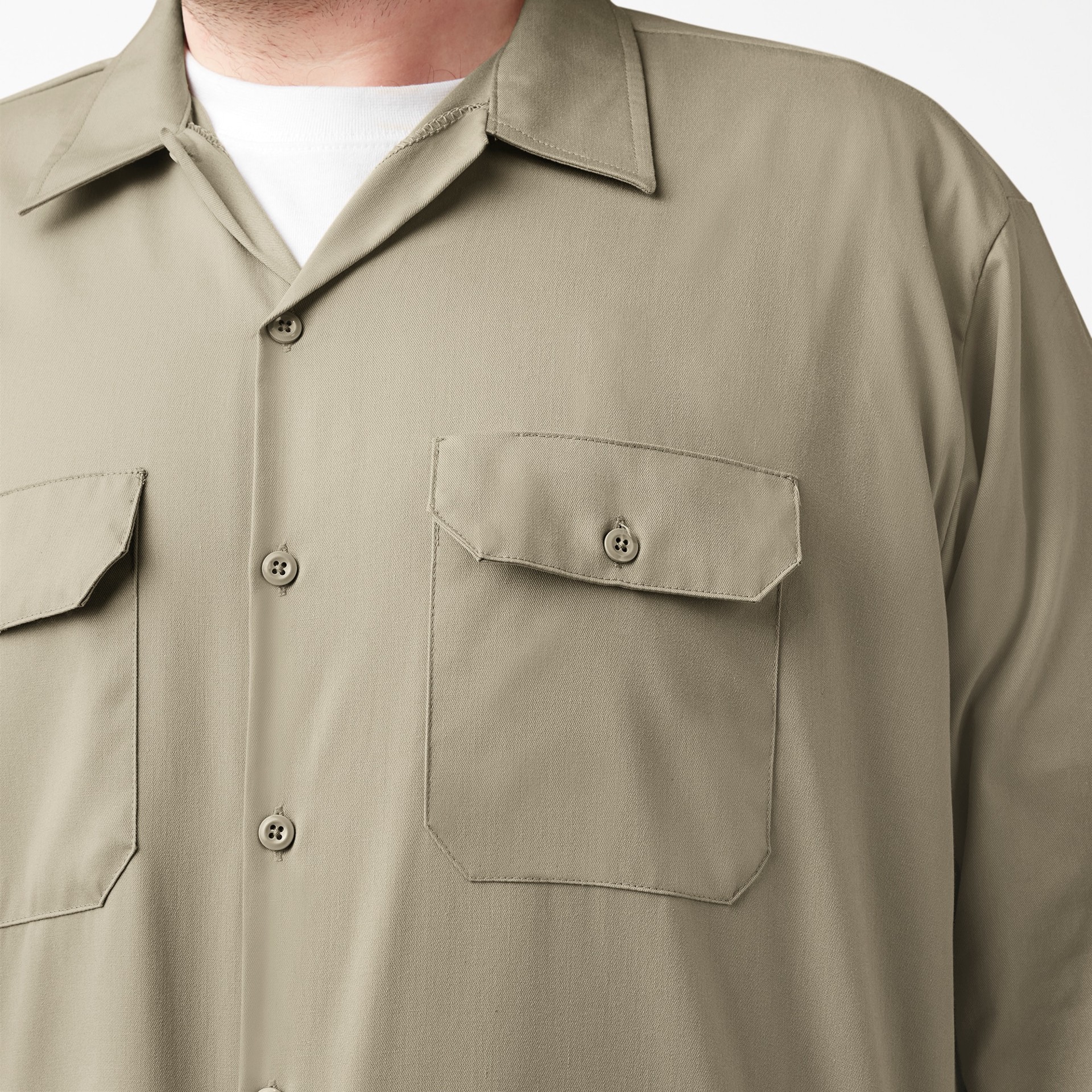 slide 4 of 4, Dickies Men's Brown Light weight Twill Long sleeve Solid Button-down shirt ( Medium ), 1 ct