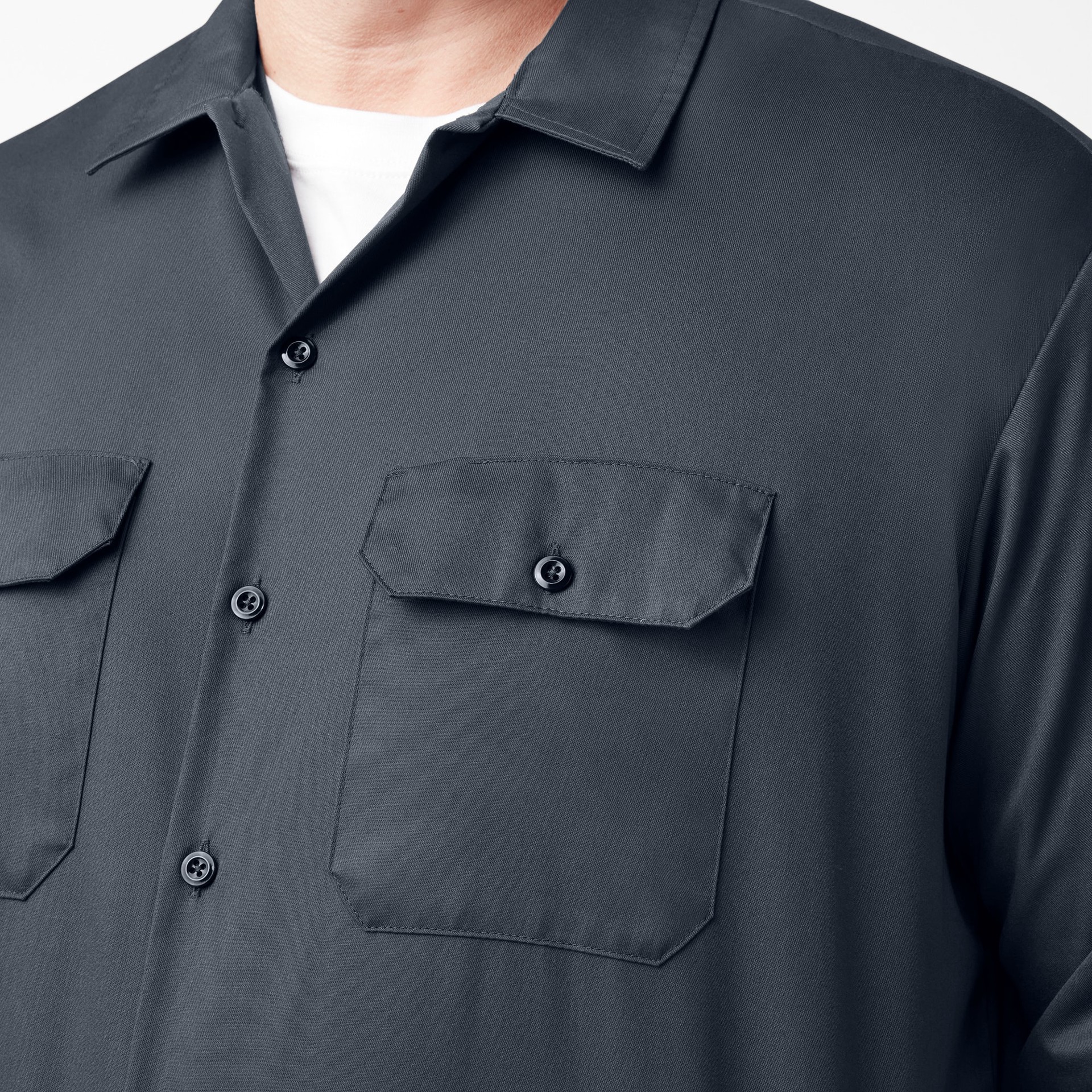 slide 4 of 4, Dickies Men's Gray Light weight Jersey Long sleeve Solid Button-down shirt ( Medium ), 1 ct