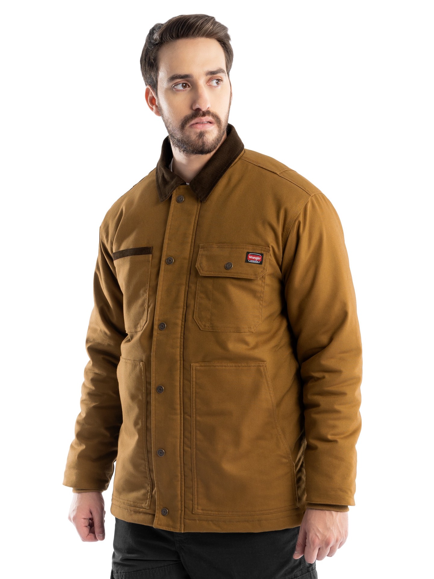 slide 1 of 6, Wrangler Men's RUBBER/CAVIAR Corduroy Shirt jacket ( Large ), 1 ct