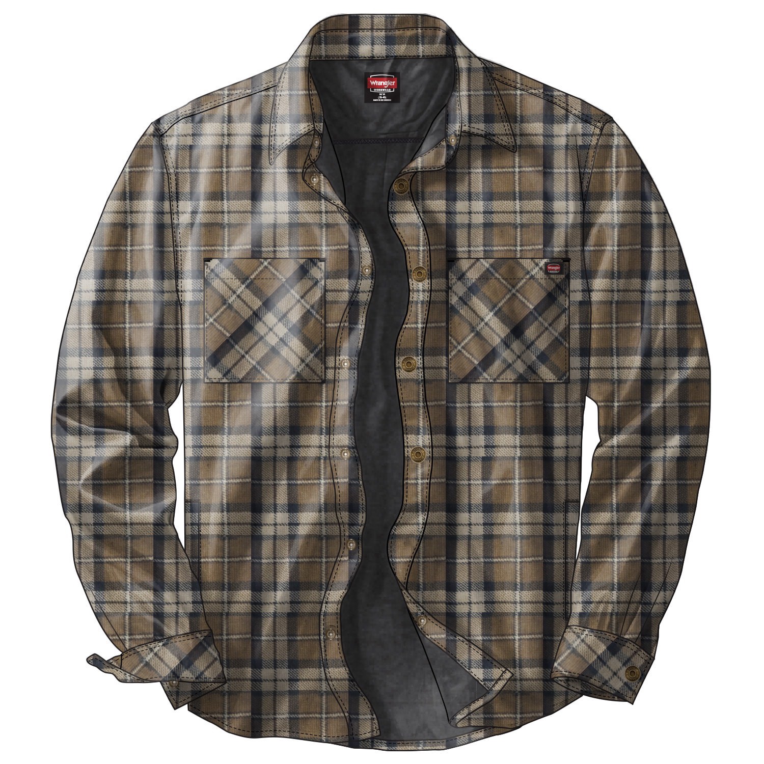 slide 1 of 4, Wrangler Men's Caviar Flannel Shirt jacket ( 2XL ), 1 ct