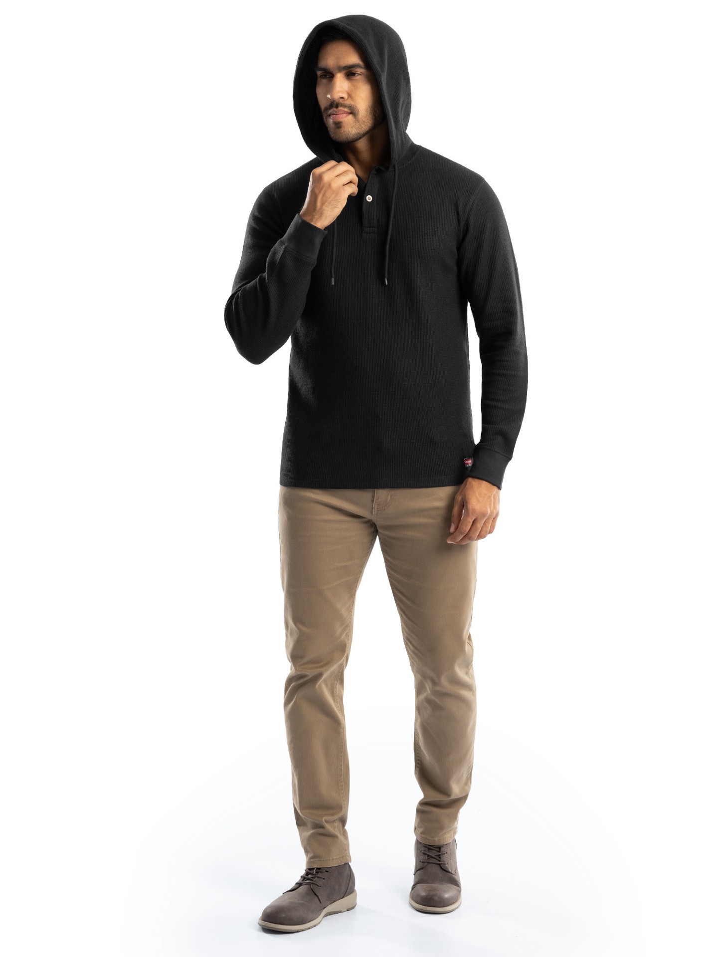 slide 3 of 4, Wrangler Men's JET BLACK Knit Hooded Hooded jacket ( Large ), 1 ct