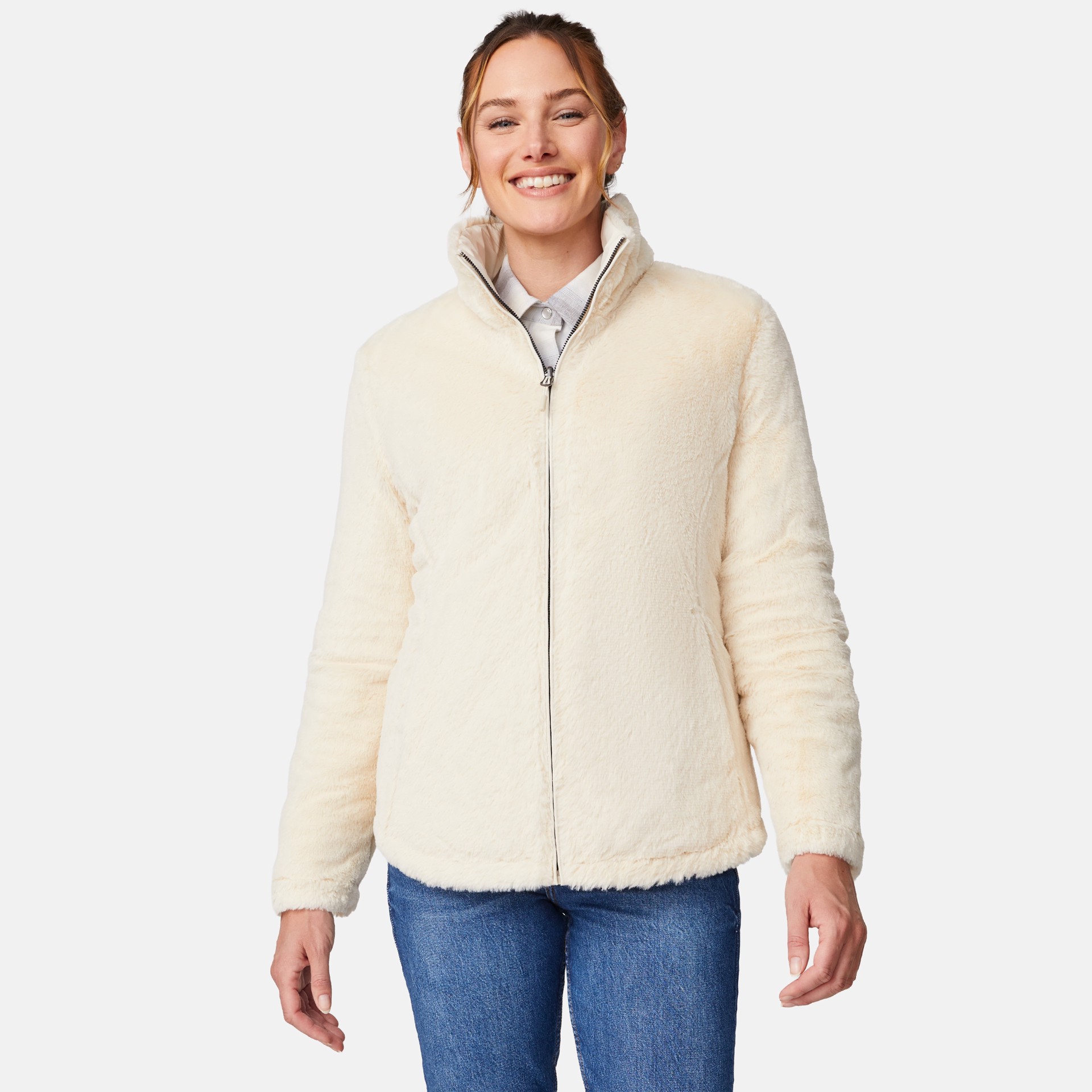 slide 2 of 6, Free Country Cirrus Women's Oat Fleece Reversible jacket ( Medium ), 1 ct