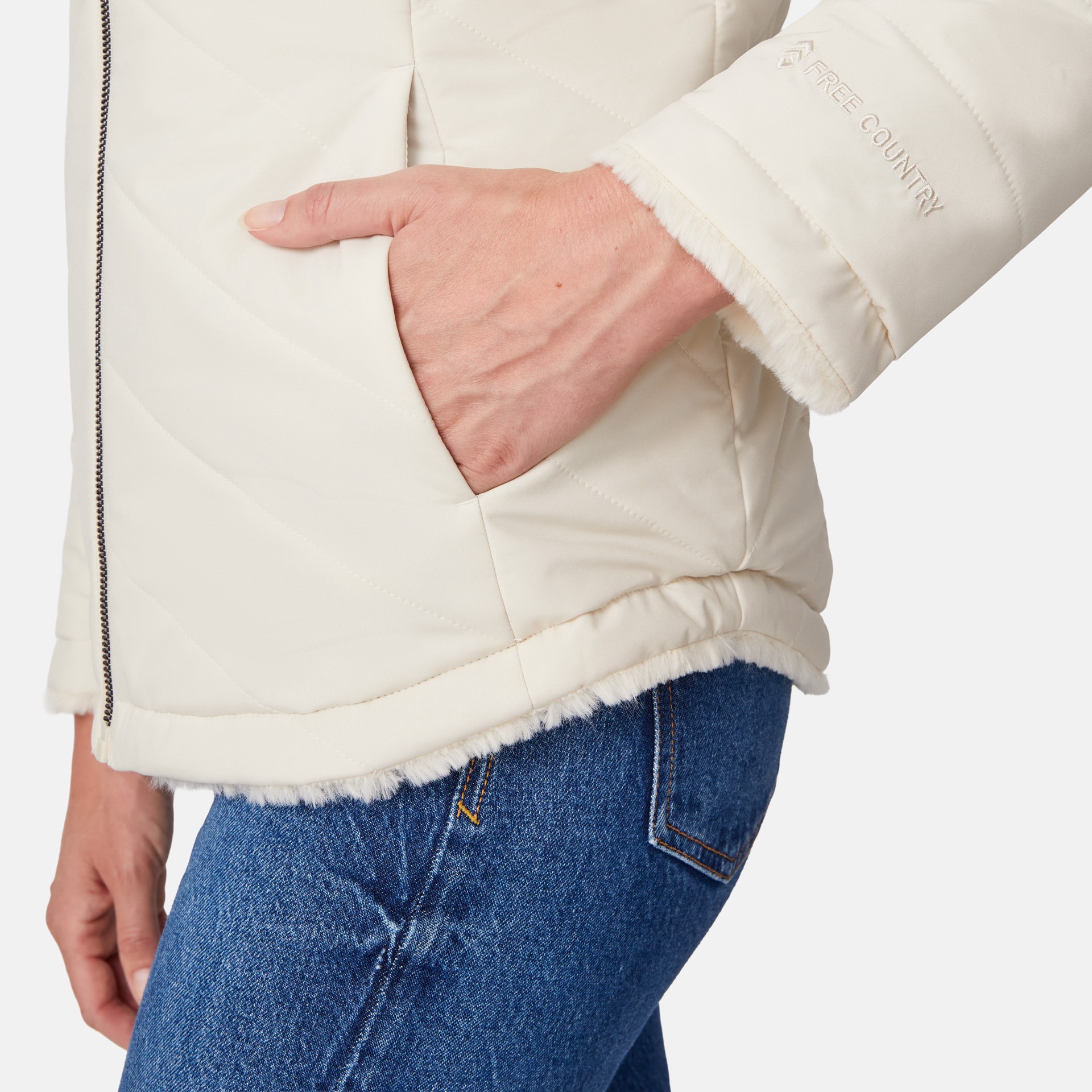 slide 3 of 6, Free Country Cirrus Women's Oat Fleece Reversible jacket ( Medium ), 1 ct