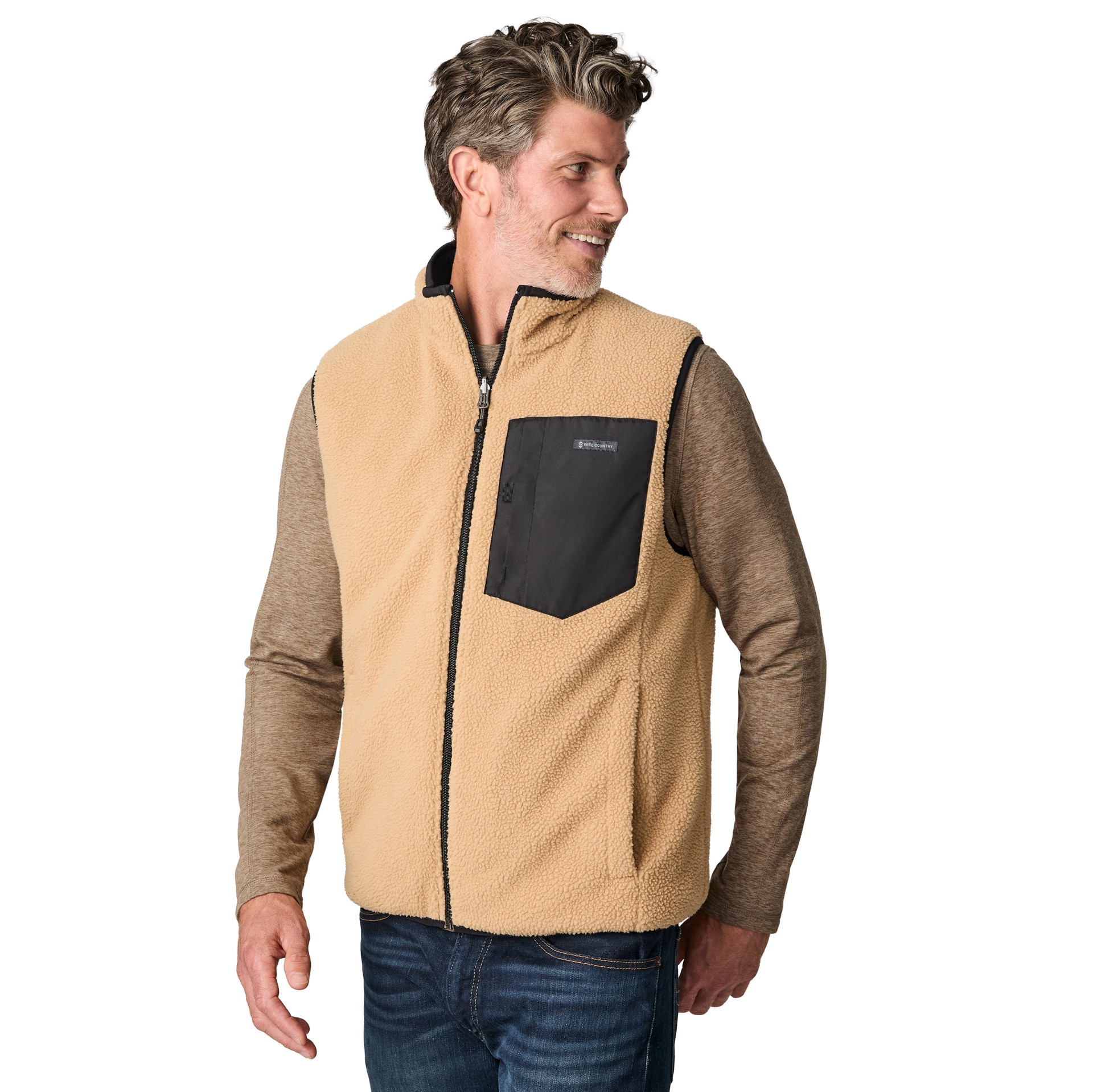 slide 2 of 6, Free Country Atlas Men's Black Polyester Reversible Vest M, 1 ct