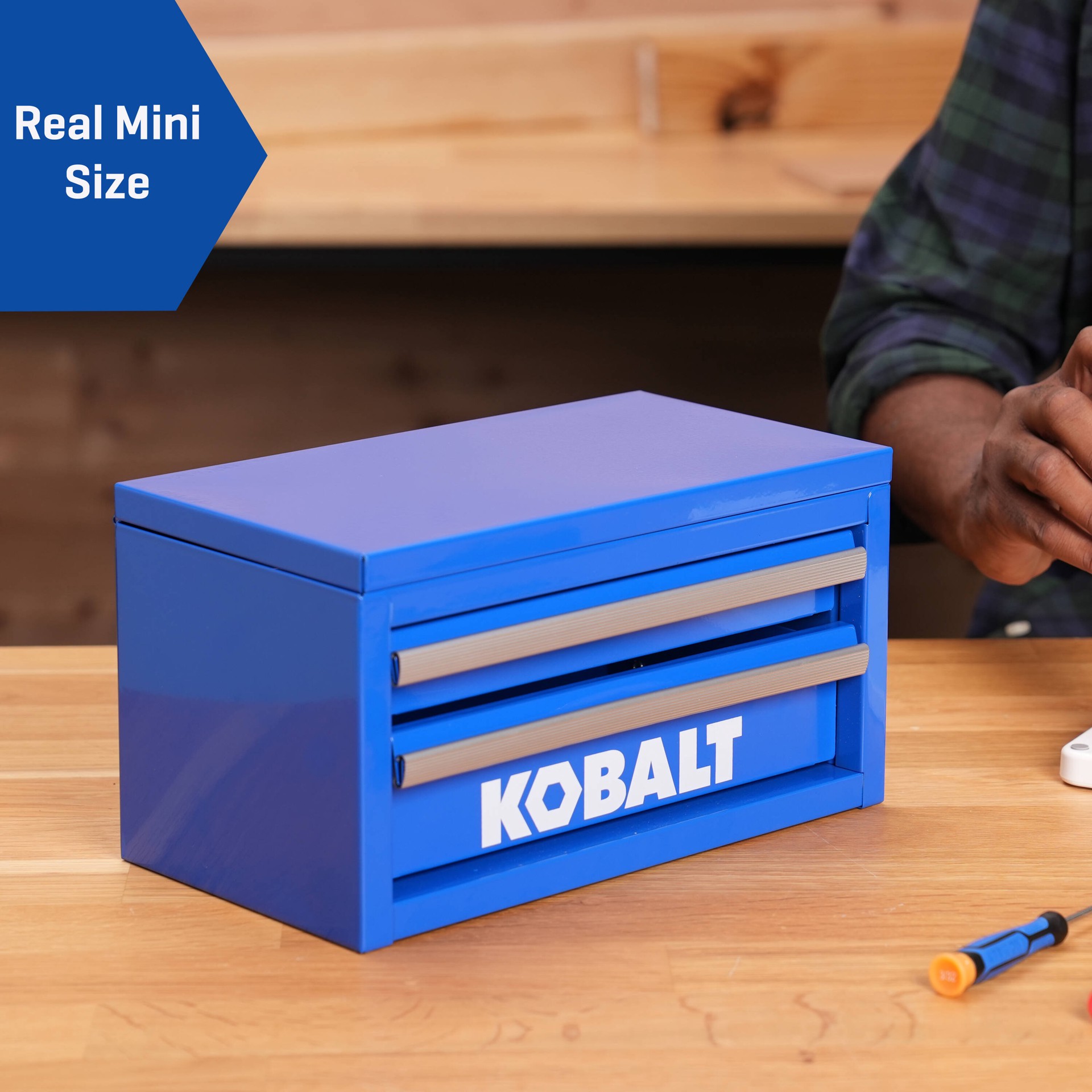 slide 6 of 6, Kobalt Portable tool box 10.83-in W x 5.91-in H x 5.91-in D 2 -Drawer Blue Steel Tool Box, 1 ct