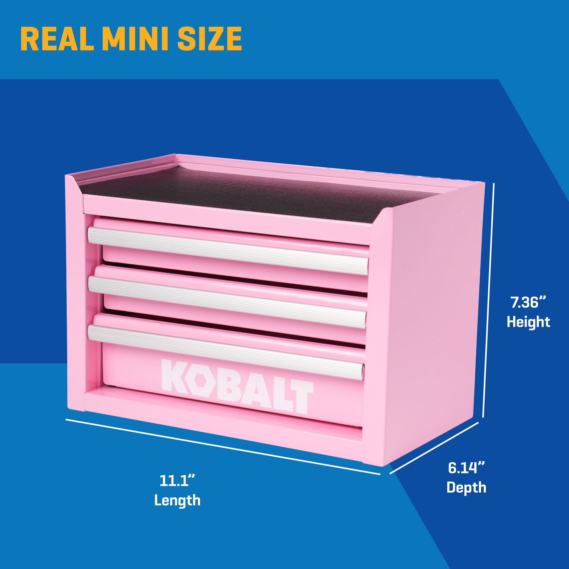 slide 2 of 6, Kobalt Portable tool box 11.1-in W x 7.36-in H x 6.14-in D 3 -Drawer Pink Steel Tool Box, 1 ct