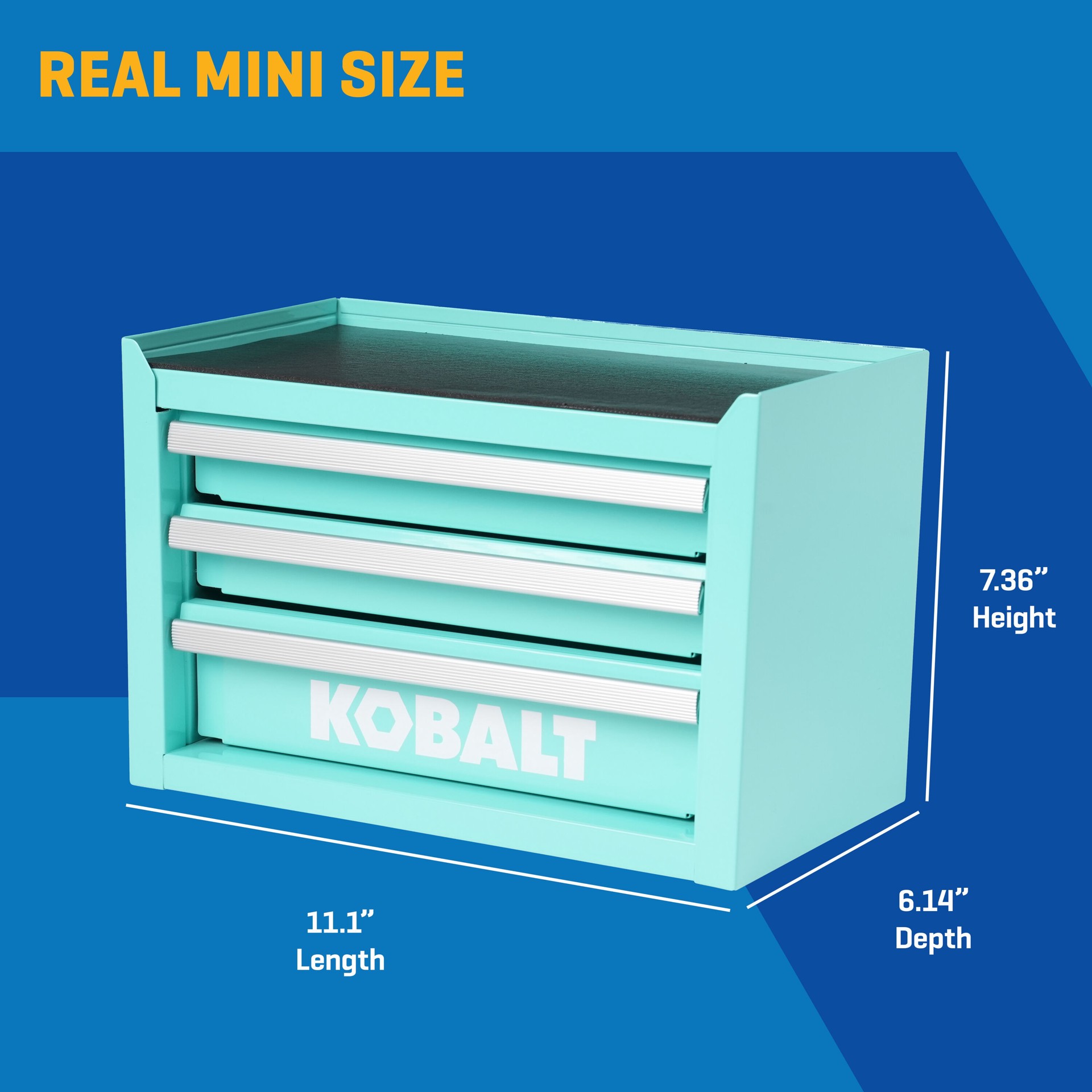 slide 2 of 6, Kobalt Portable tool box 11.1-in W x 7.36-in H x 6.14-in D 3 -Drawer Teal Steel Tool Box, 1 ct