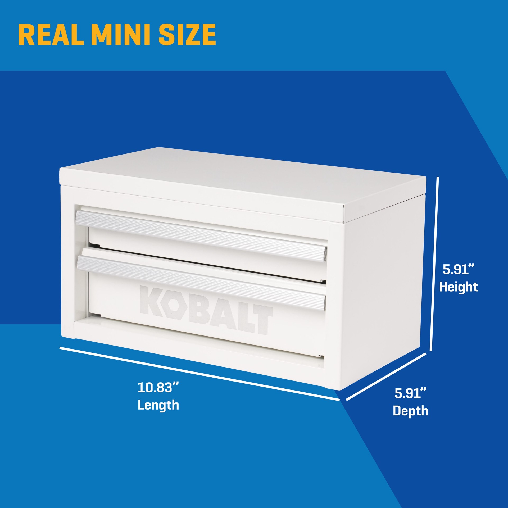 slide 2 of 6, Kobalt Portable tool box 10.83-in W x 5.91-in H x 5.91-in D 2 -Drawer White Steel Tool Box, 1 ct
