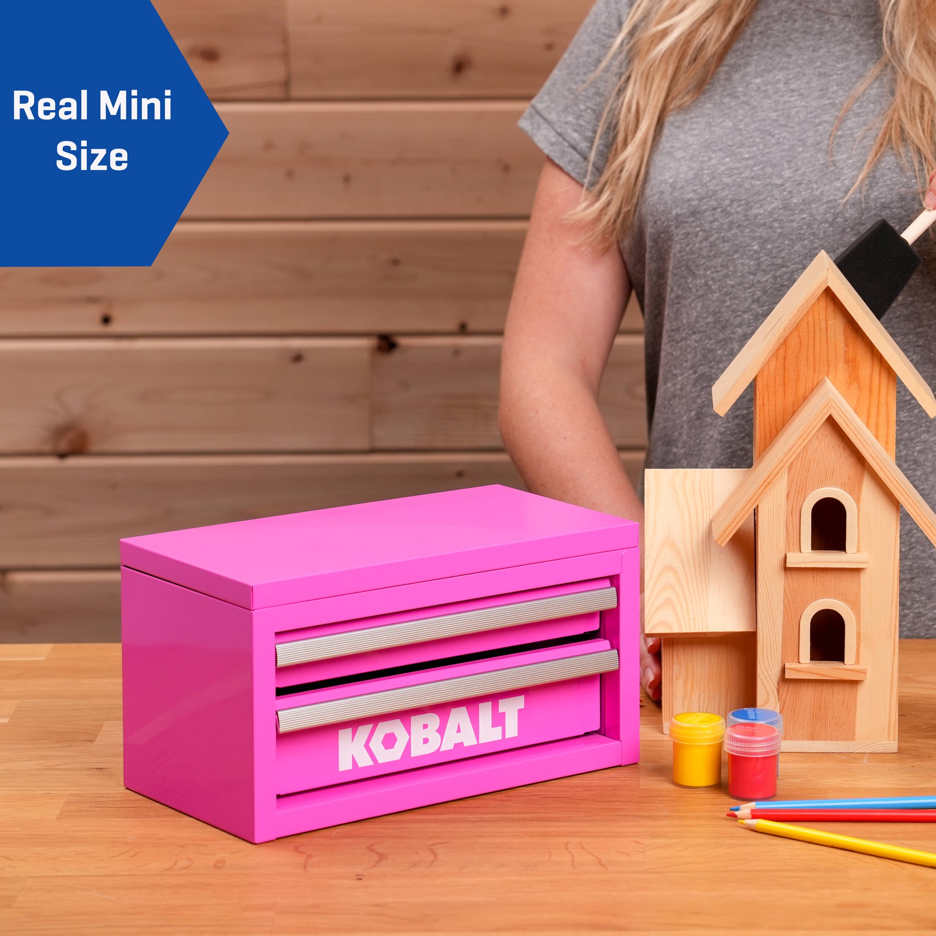 slide 6 of 6, Kobalt Portable Tool Boxes 10.83-in W x 5.91-in H x 5.91-in D 2 -Drawer Hot Pink Steel Tool Box, 1 ct