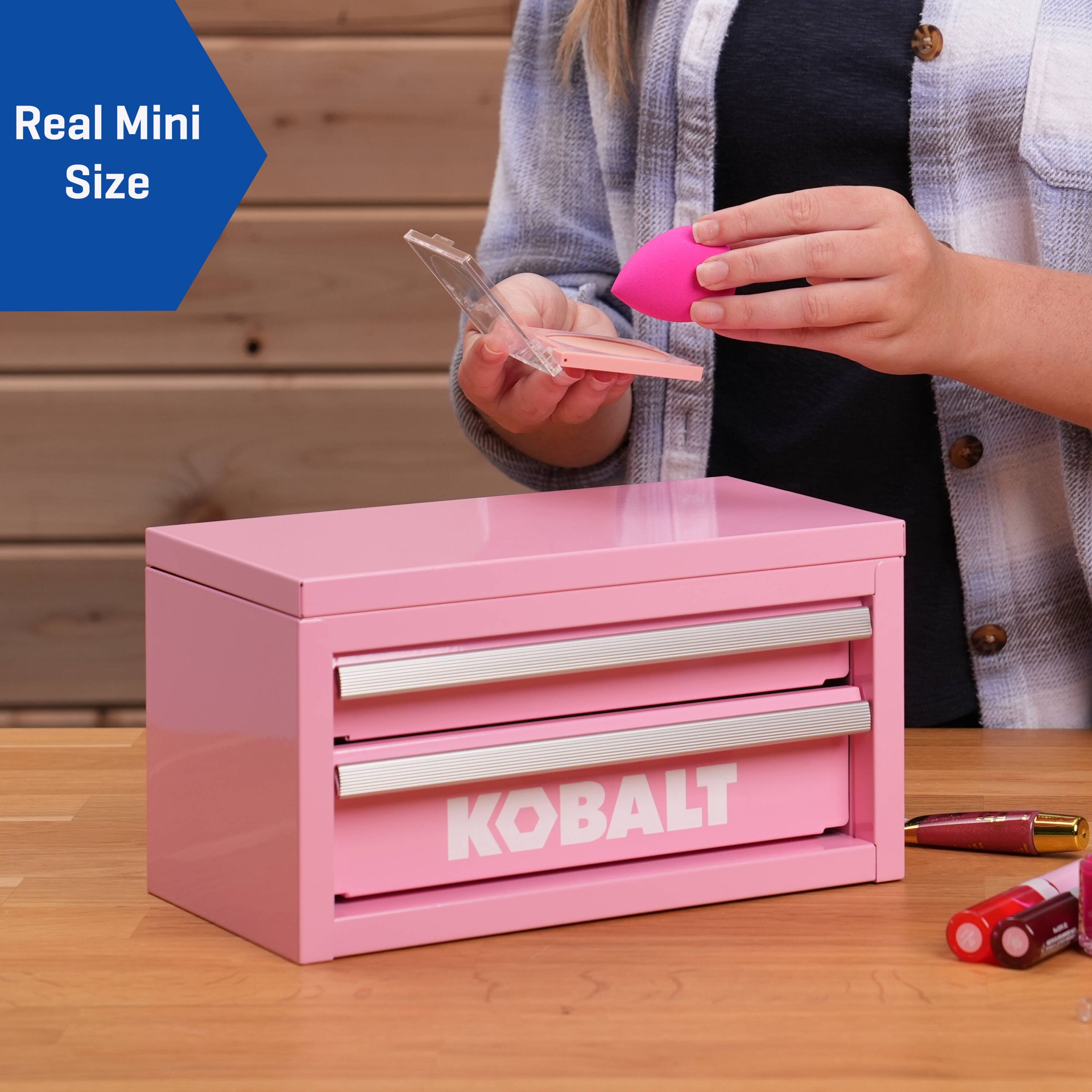slide 6 of 6, Kobalt Portable tool box 10.83-in W x 5.91-in H x 5.91-in D 2 -Drawer Pink Steel Tool Box, 1 ct