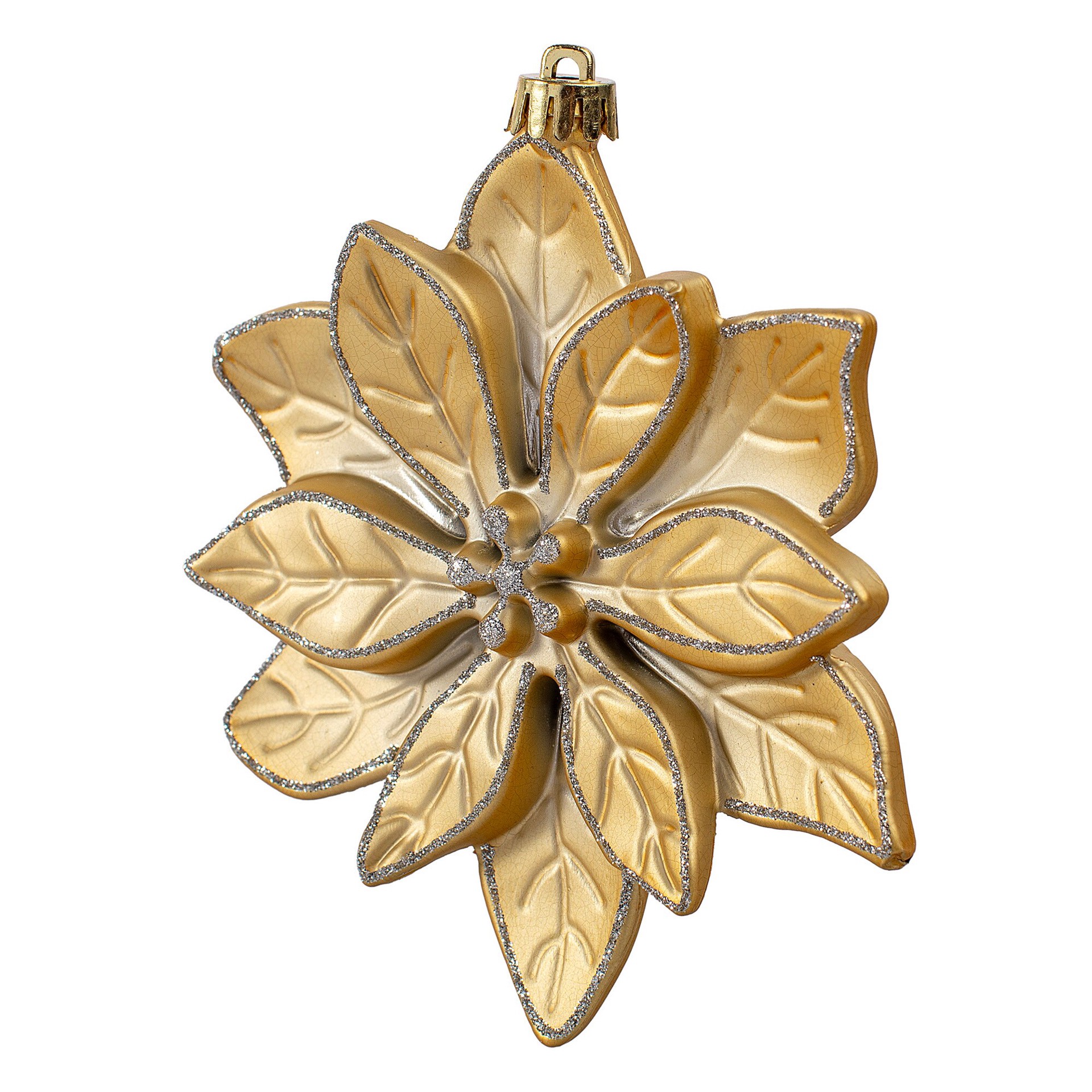 slide 3 of 5, Holiday Living 4 -Pack Multiple colors/finishes Poinsettia Standard Indoor Shatterproof Ornament set, 1 ct