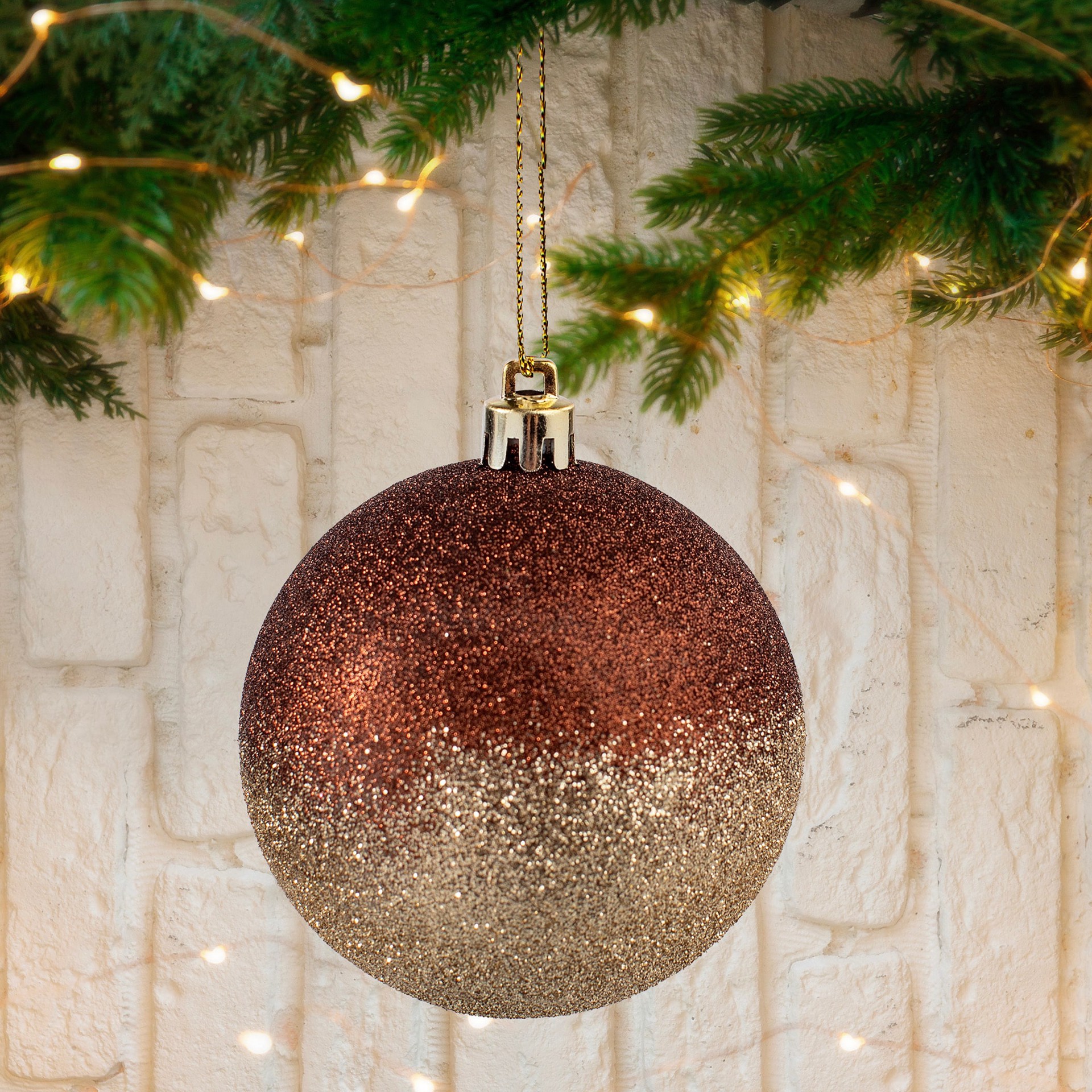 slide 5 of 5, Holiday Living 4 -Pack Multiple colors/finishes Ball Standard Indoor Ornament set, 1 ct