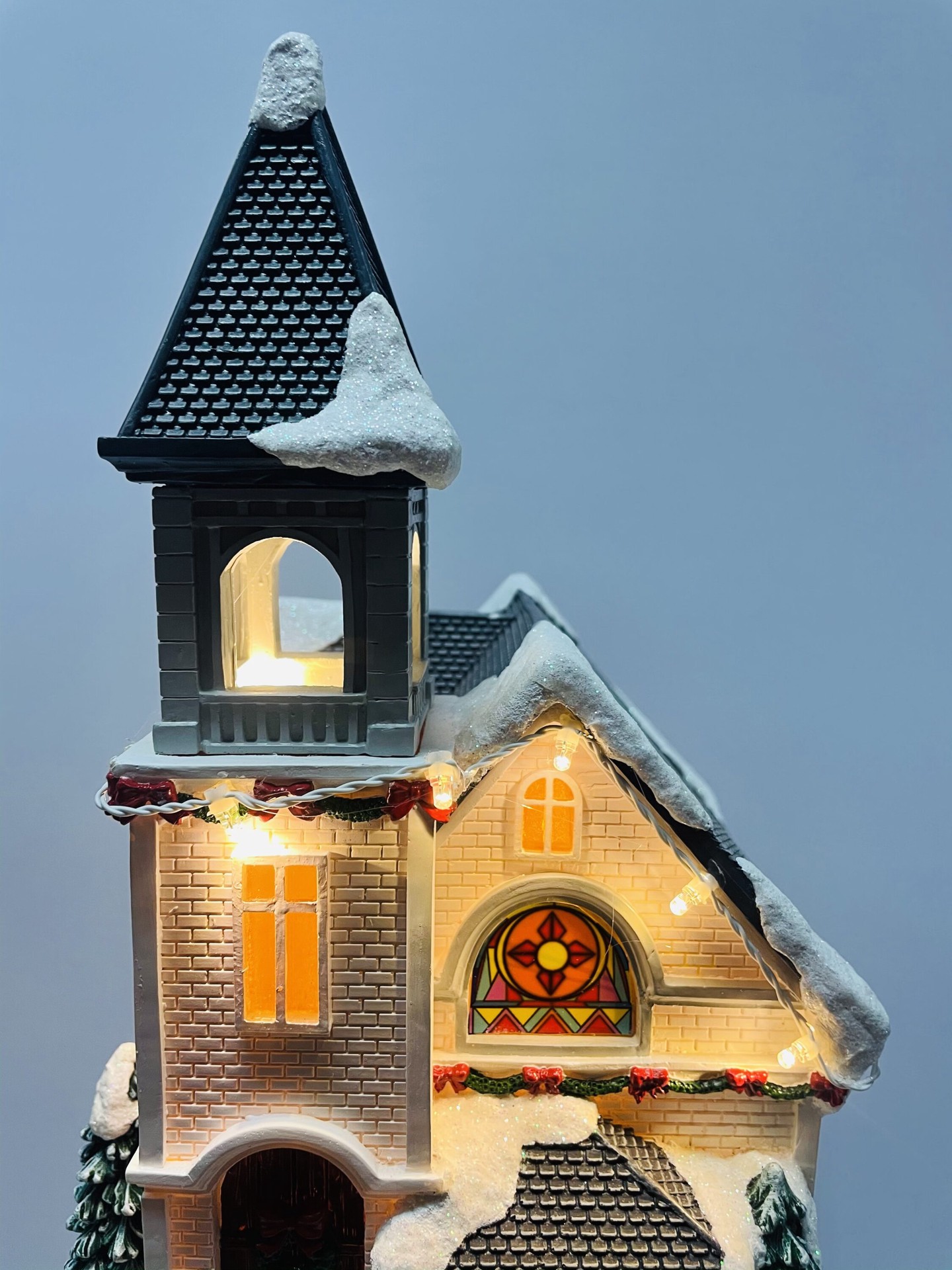 slide 2 of 5, Carole Towne Church Lighted Musical Village scene, 1 ct