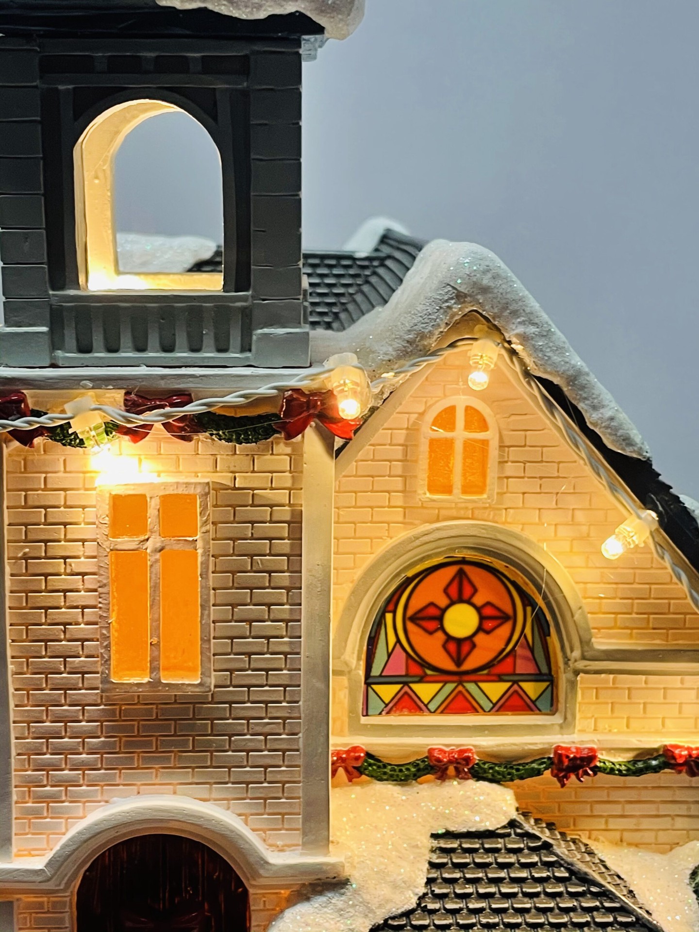 slide 4 of 5, Carole Towne Church Lighted Musical Village scene, 1 ct