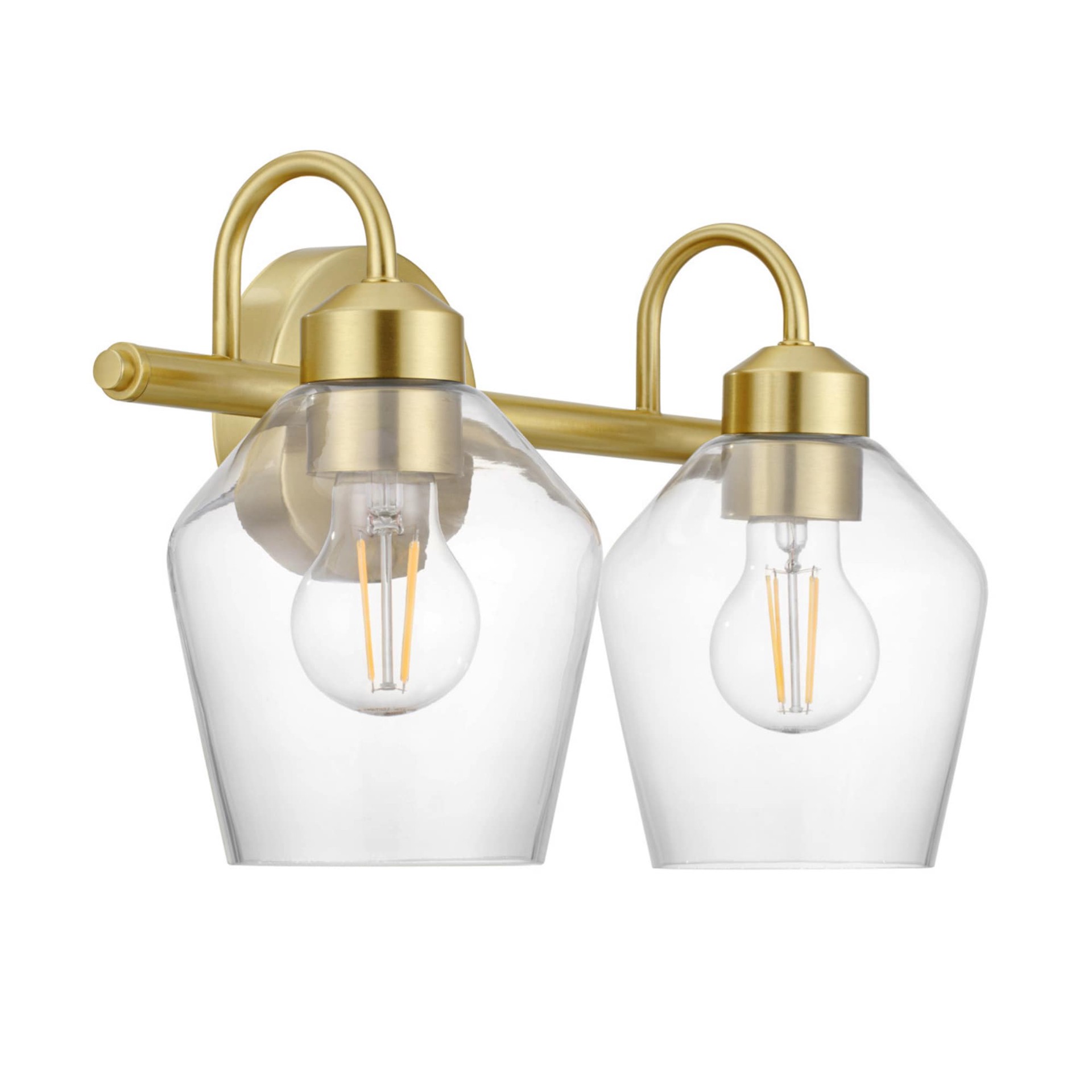 slide 2 of 6, allen + roth Merritt 14.75-in 2 -Light Brushed Gold Modern/contemporary Vanity light, 1 ct