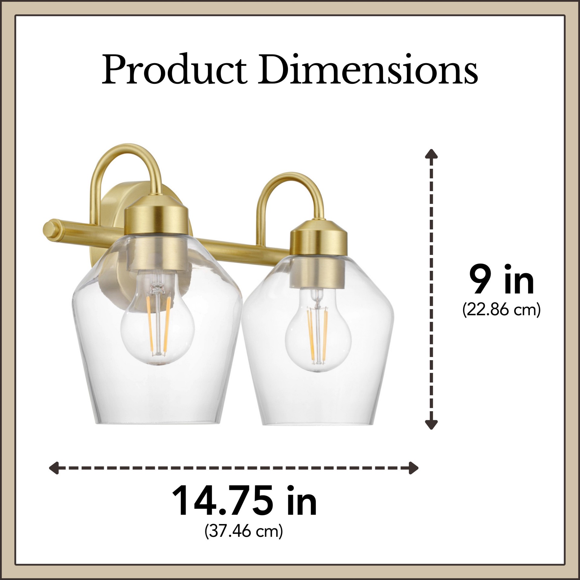 slide 6 of 6, allen + roth Merritt 14.75-in 2 -Light Brushed Gold Modern/contemporary Vanity light, 1 ct
