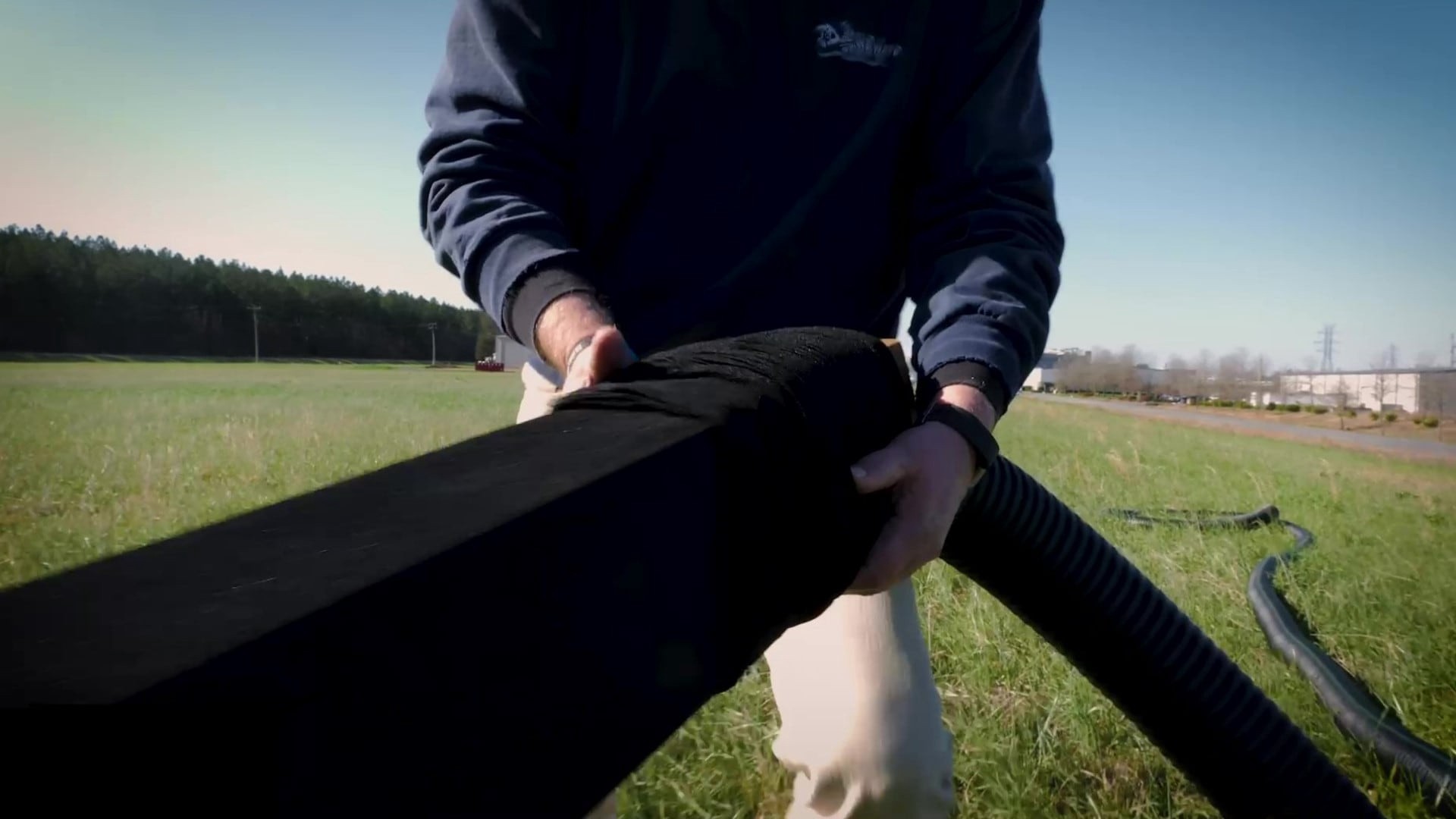 slide 3 of 3, DRAIN-SLEEVE 100-ft L x 3-in W x 3-in dia Drain-Sleeve with EZ Loader Pipe fabric, 1 ct