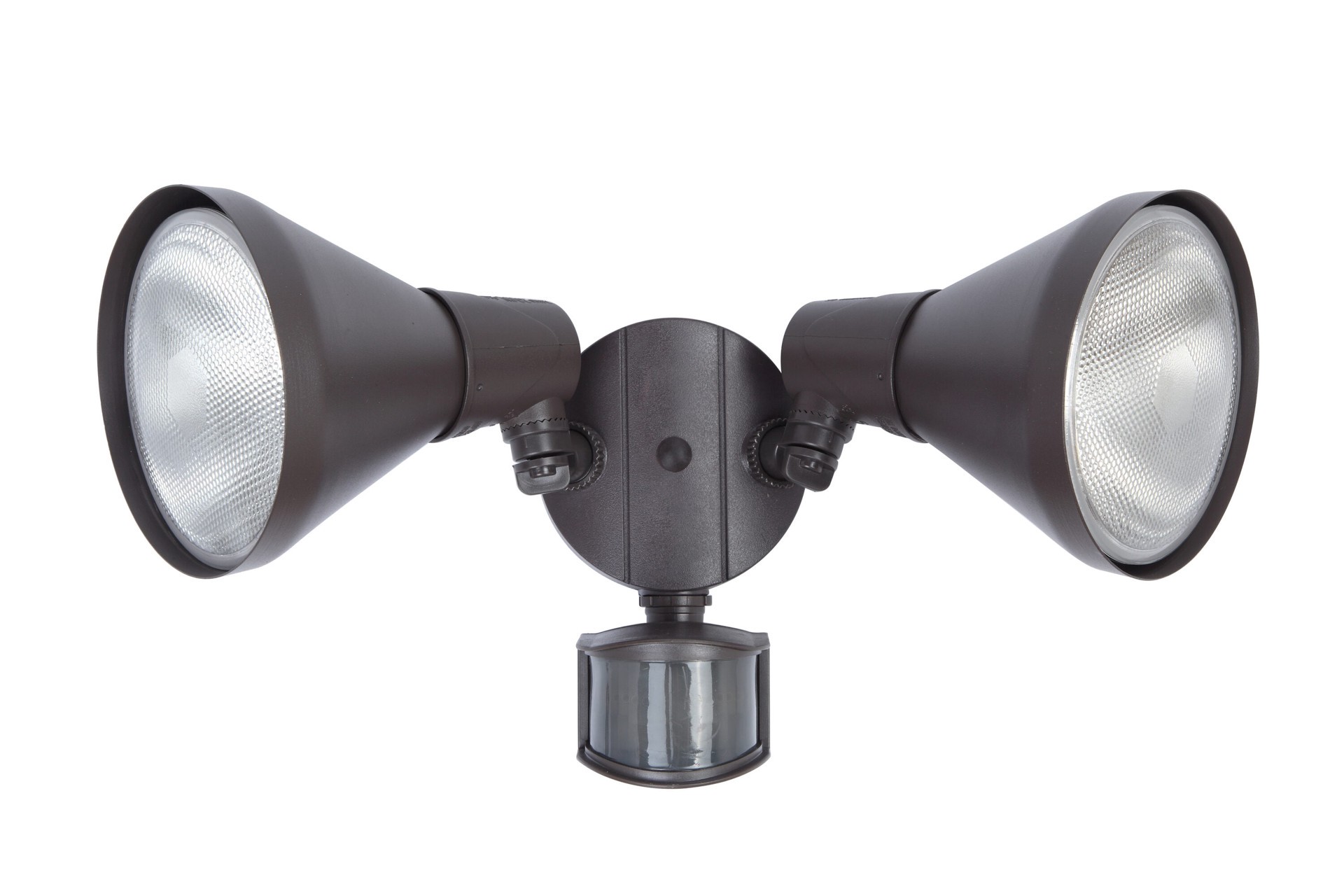 slide 1 of 6, Utilitech 180 -Degree 300 -Wattage Equivalent Hardwired Halogen Bronze 2 -Head Motion-Activated Flood Light with Timer, 1 ct