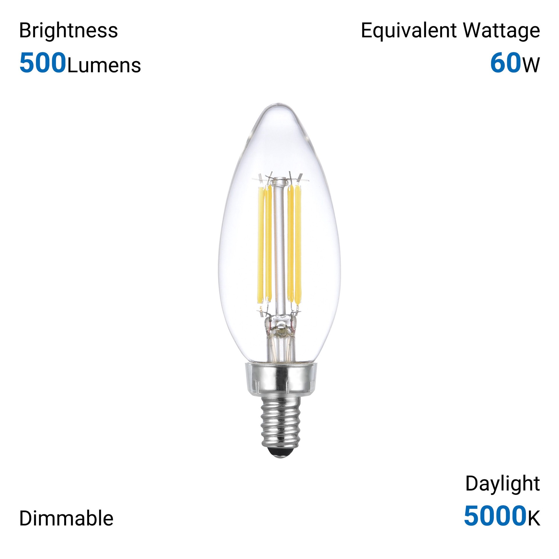 slide 6 of 6, Utilitech Led light bulb 60 -Watt EQ BC Daylight Candelabra base (E-12) Dimmable LED Decorative Light Bulb 12 -Pack, 1 ct