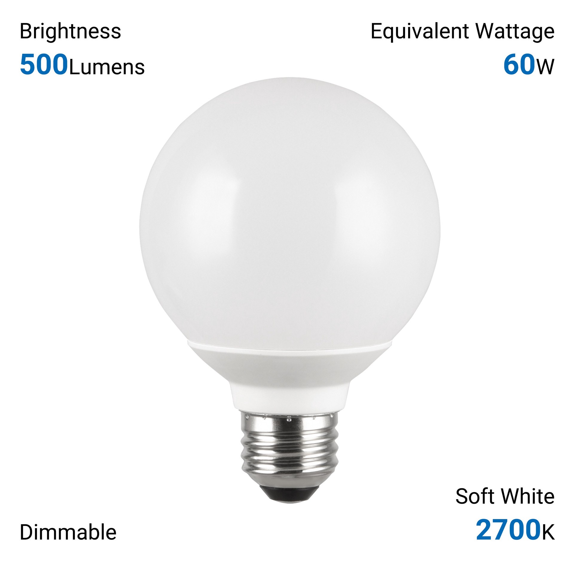 slide 6 of 6, Utilitech Led light bulb 60 -Watt EQ G25 Soft white Medium base (E-26) Dimmable LED Decorative Light Bulb 8 -Pack, 1 ct
