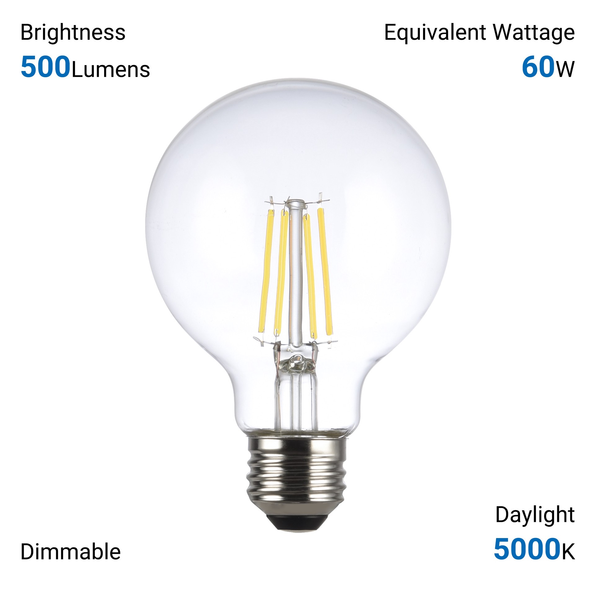slide 6 of 6, Utilitech Led light bulb 60 -Watt EQ G25 Daylight Medium base (E-26) Dimmable LED Decorative Light Bulb 8 -Pack, 1 ct