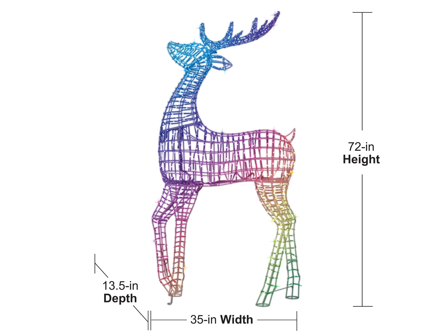 slide 3 of 6, GE 72-in Freestanding Reindeer Yard decoration with Multicolor LED Lights, 1 ct